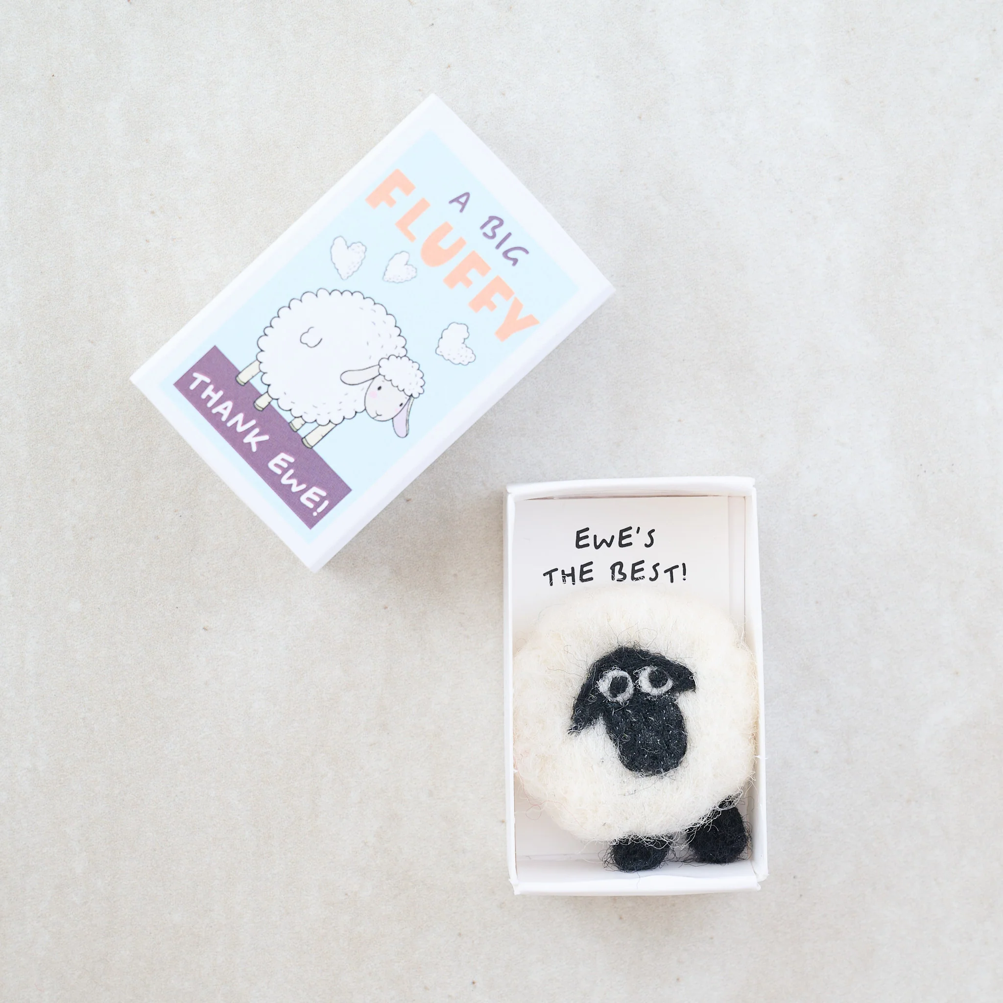 A Big Fluffy Thank Ewe Wool Felt Sheep In A Matchbox - Image 2