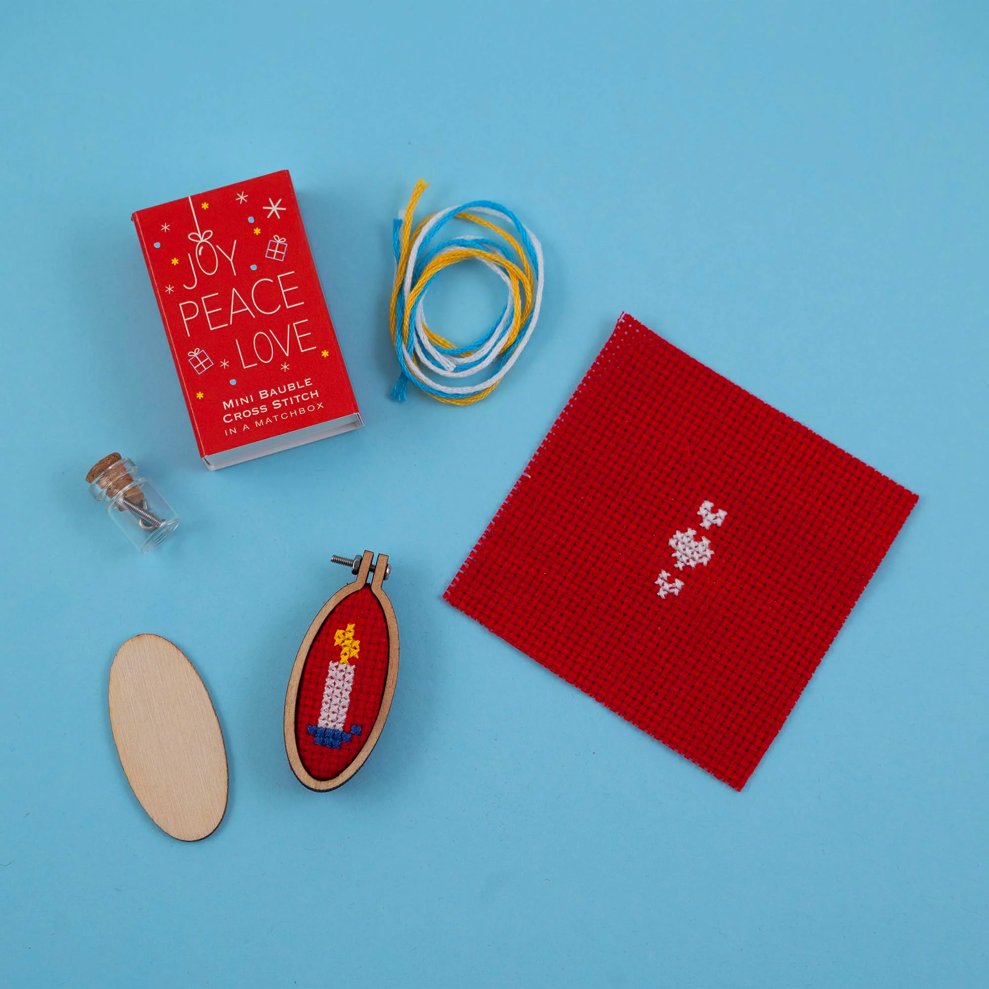 Make Your Own Christmas Bauble Joy, Peace, Love Cross Stitch Kit - Image 3