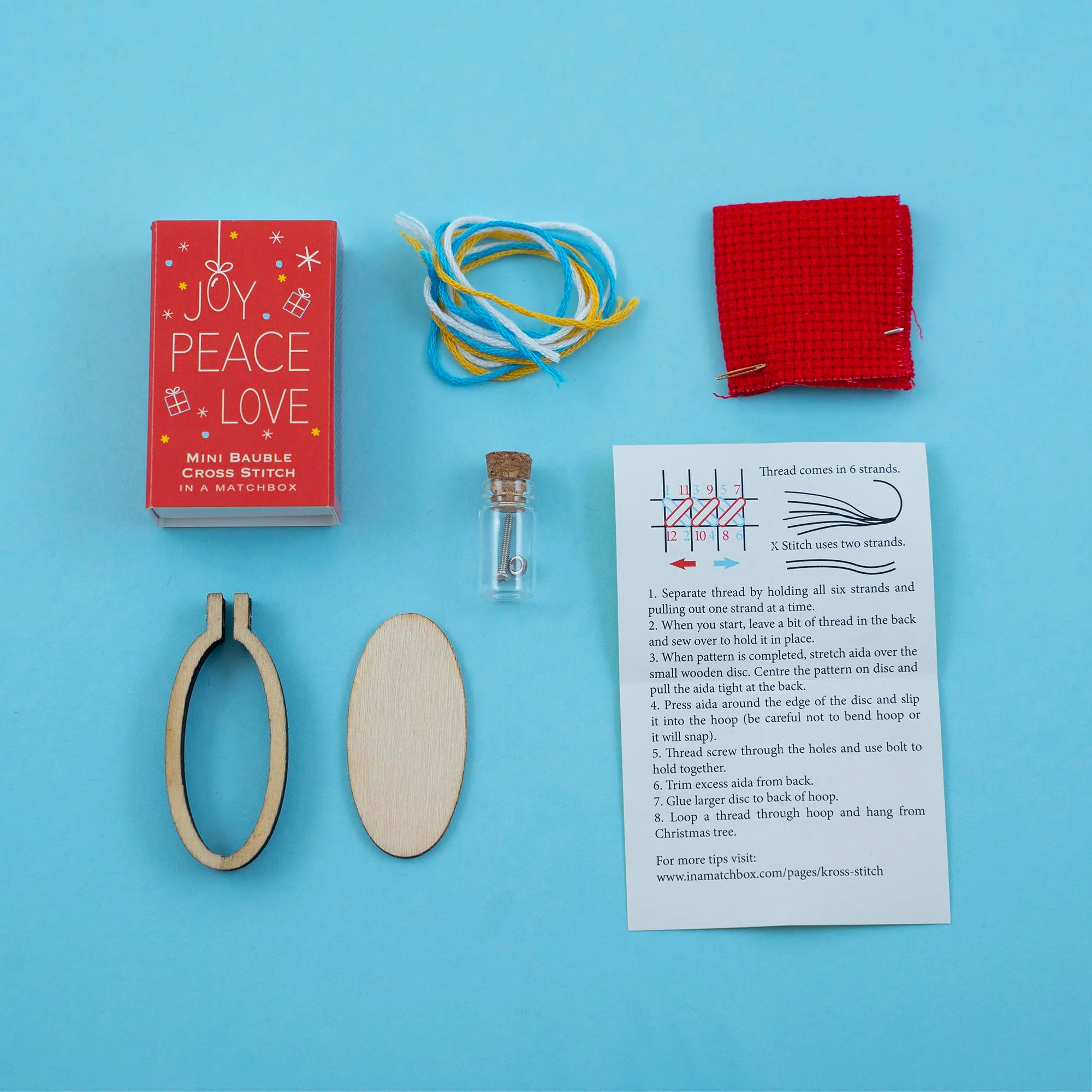 Make Your Own Christmas Bauble Joy, Peace, Love Cross Stitch Kit - Image 7