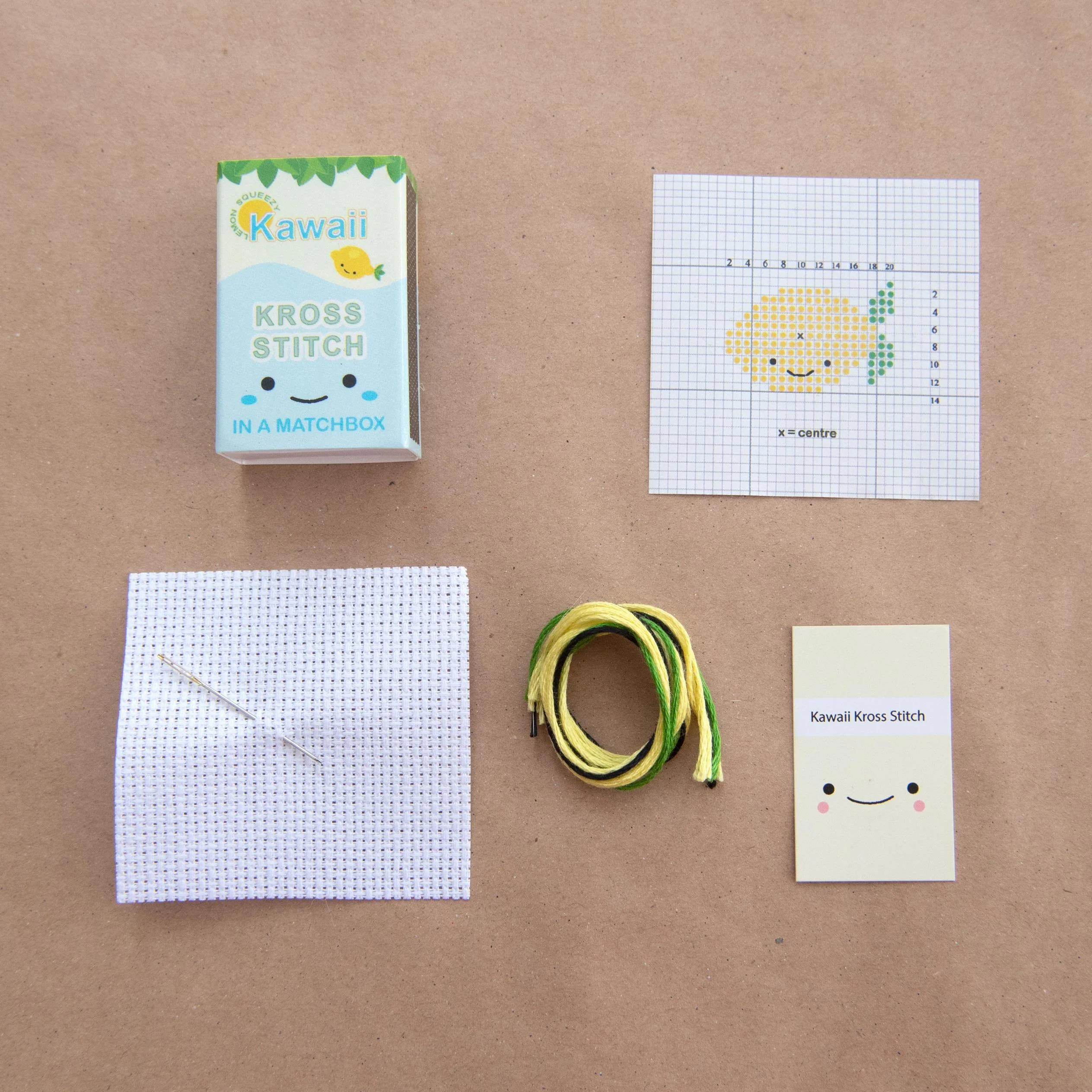 Mini Cross Stitch Kit With Kawaii Lemon Design - Image 2