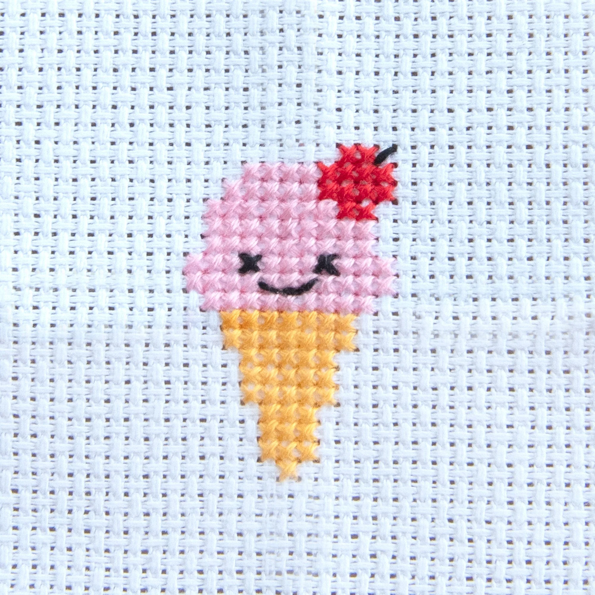 Mini Cross Stitch Kit With Kawaii Ice Cream Design - Image 3