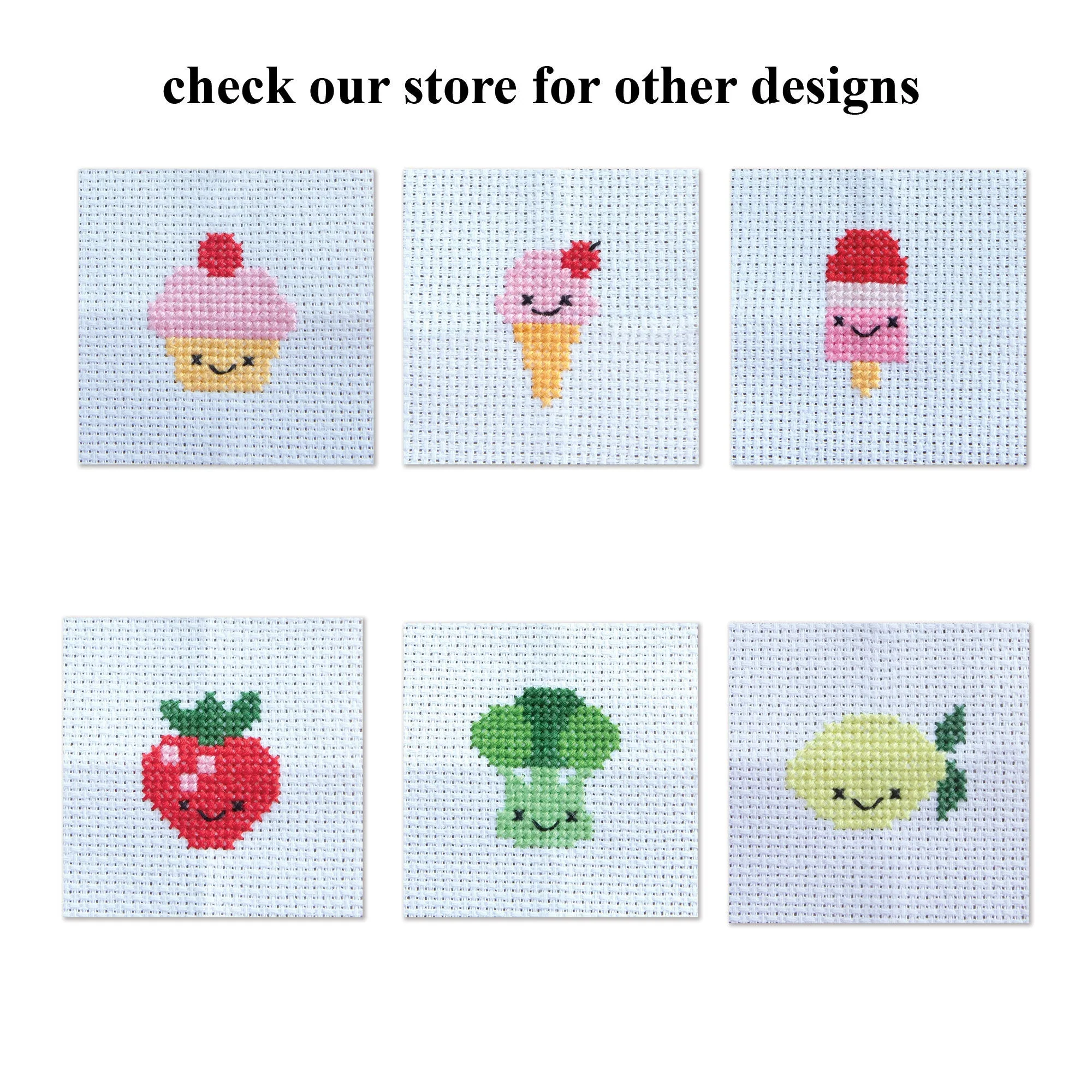 Mini Cross Stitch Kit With Kawaii Ice Cream Design - Image 6