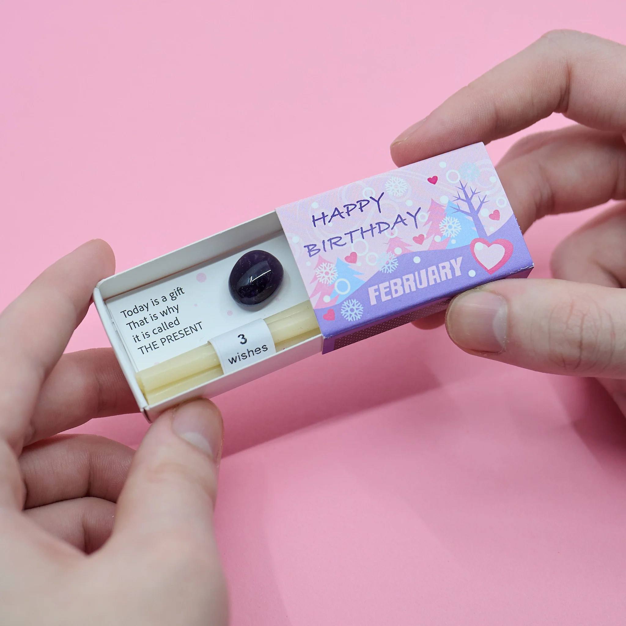 February Amethyst Mindful Birthstone In A Matchbox - Image 3