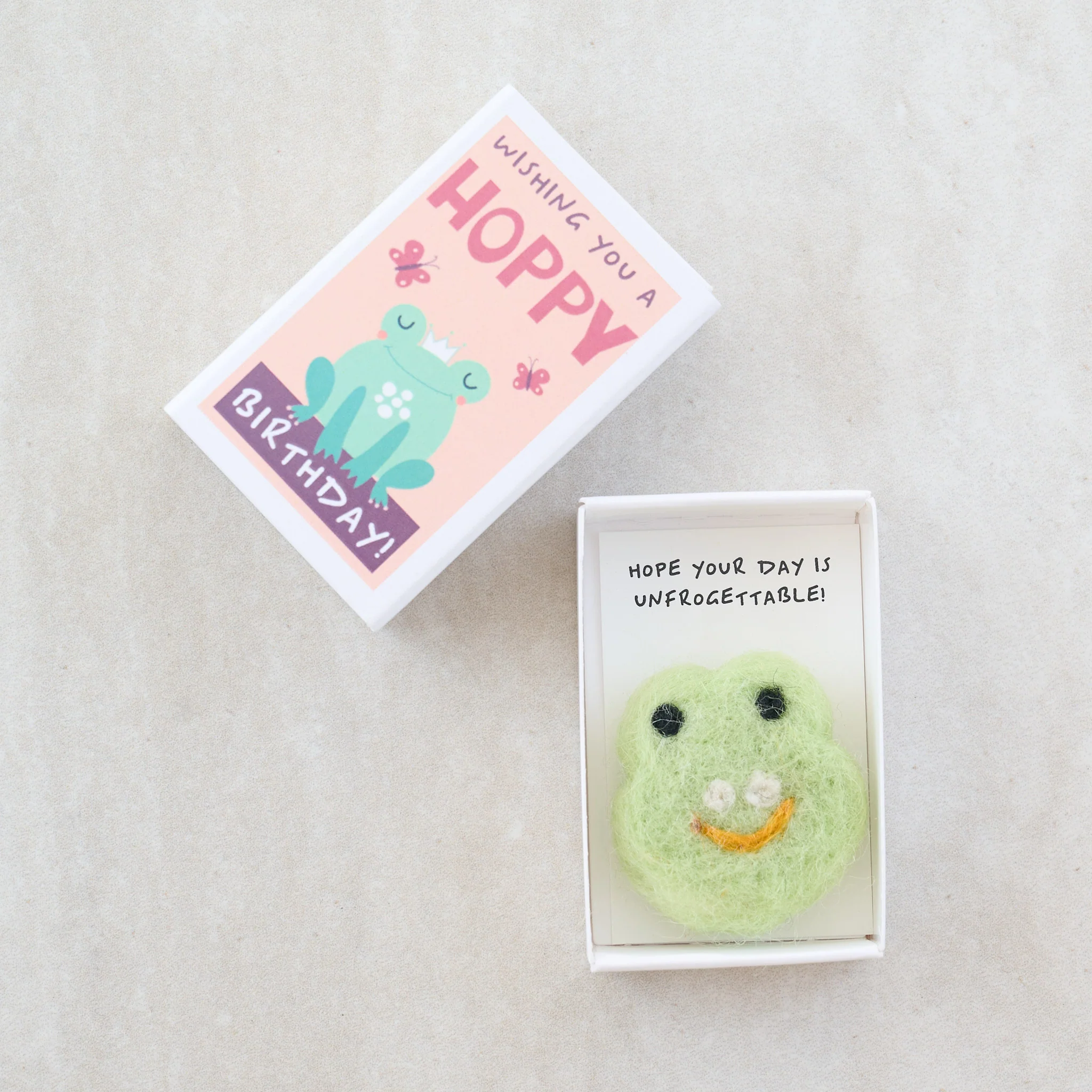 Happy Birthday Wool Felt Frog In A Matchbox - Image 3