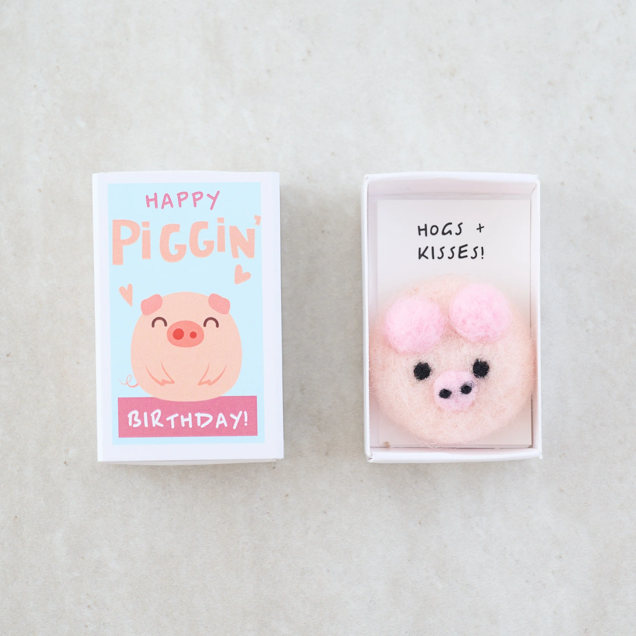 Happy Piggin' Birthday Wool Felt Pig In A Matchbox - Image 4