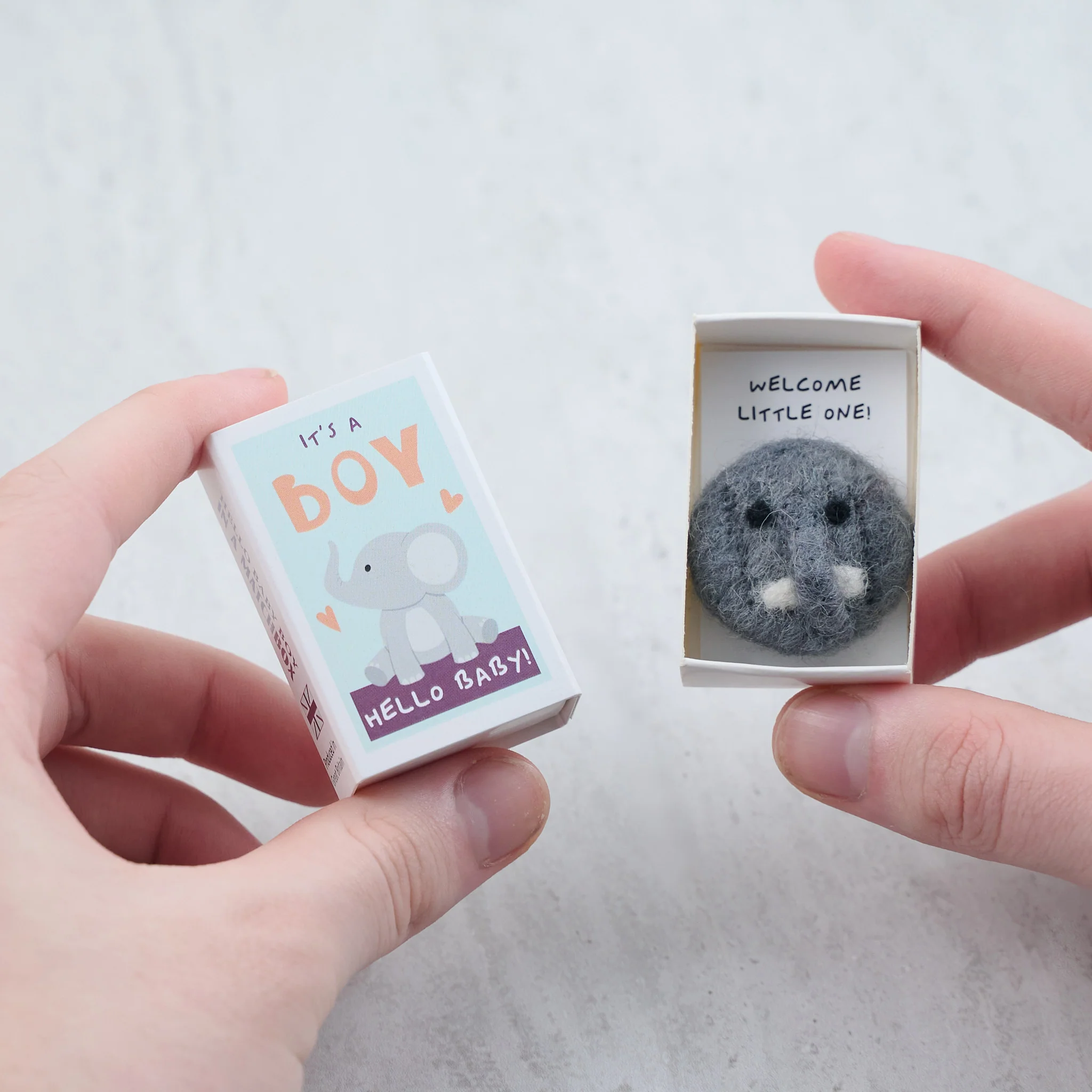 It’s A Boy Wool Felt Elephant In A Matchbox - Image 2