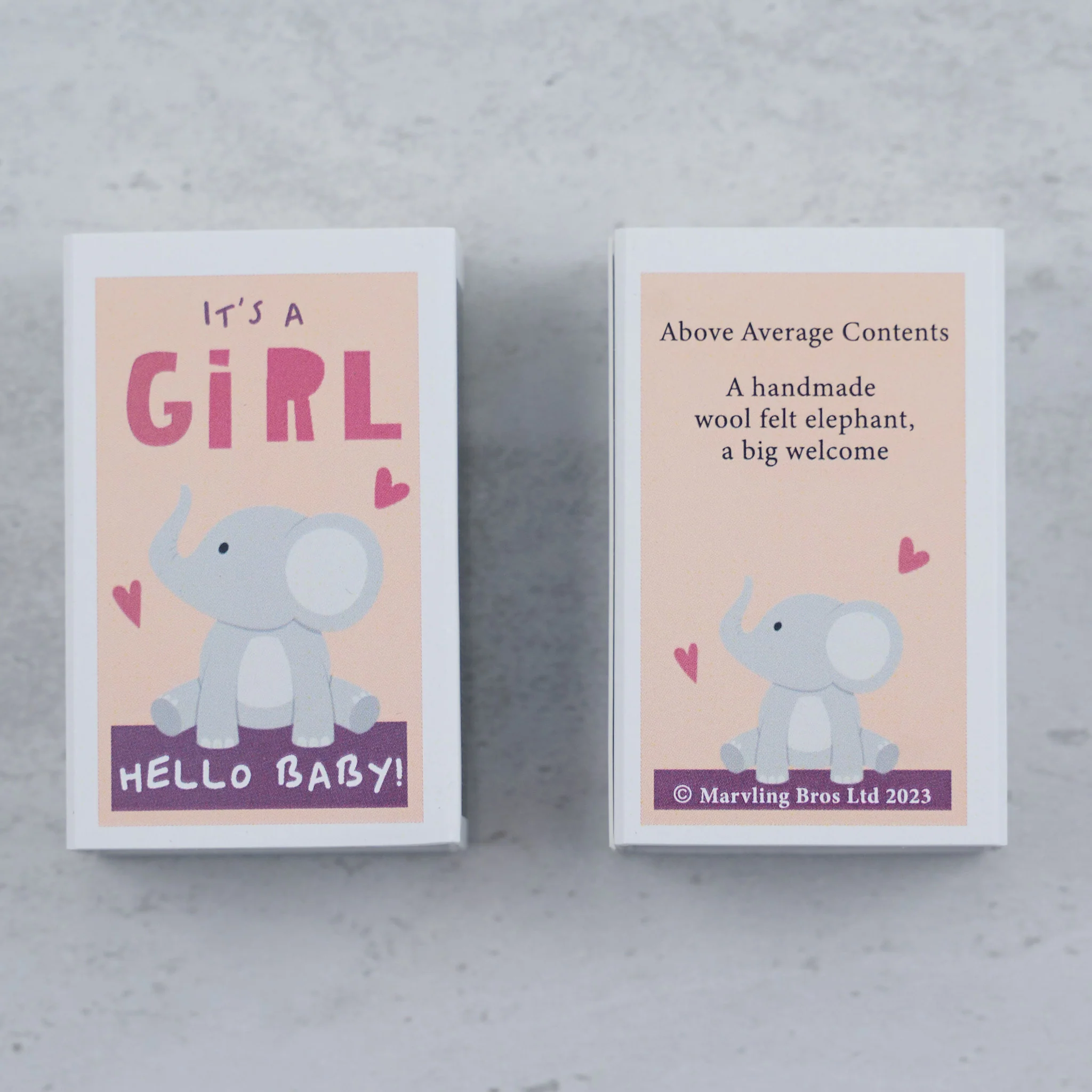 It's A Girl Wool Felt Elephant In A Matchbox - Image 3