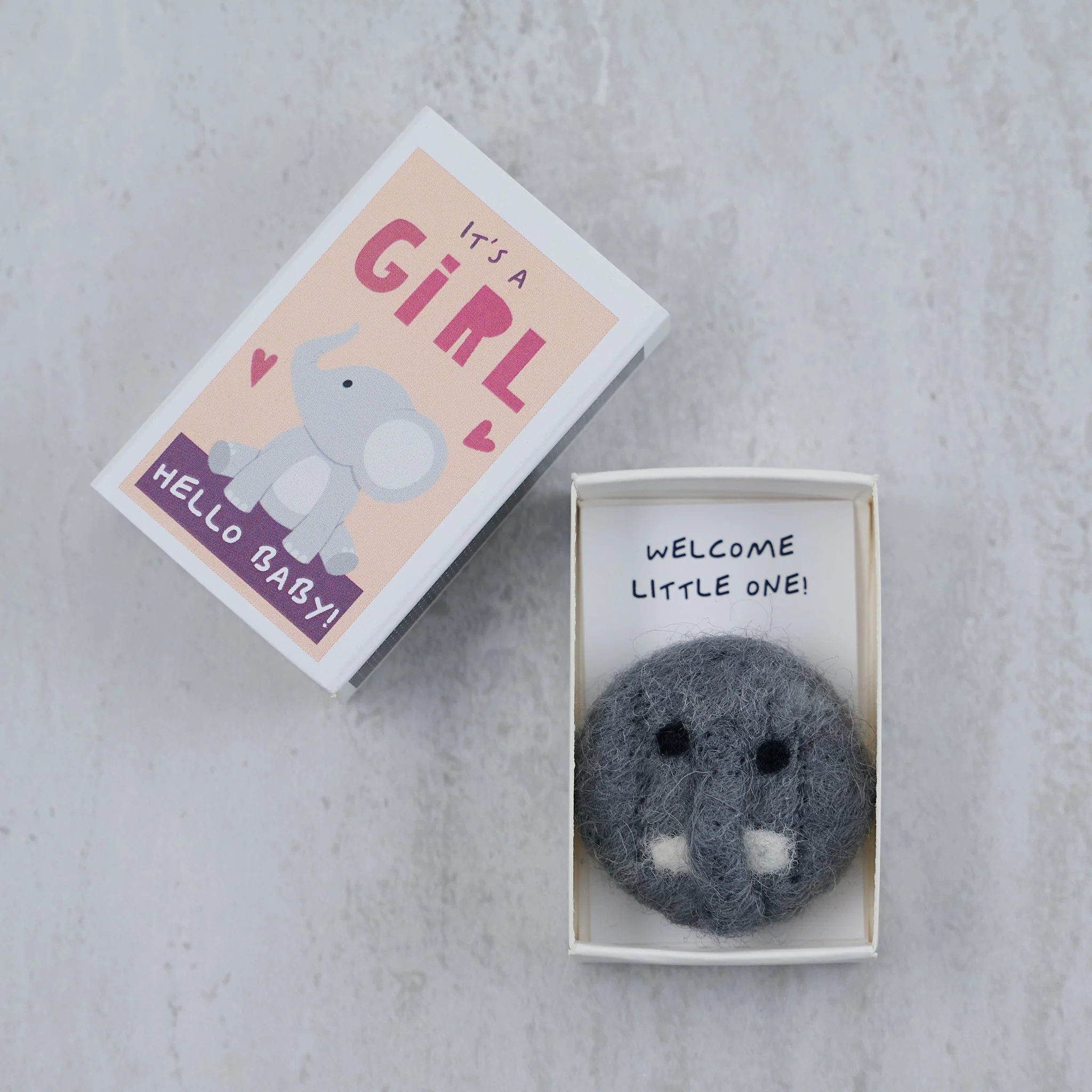 It's A Girl Wool Felt Elephant In A Matchbox - Image 5
