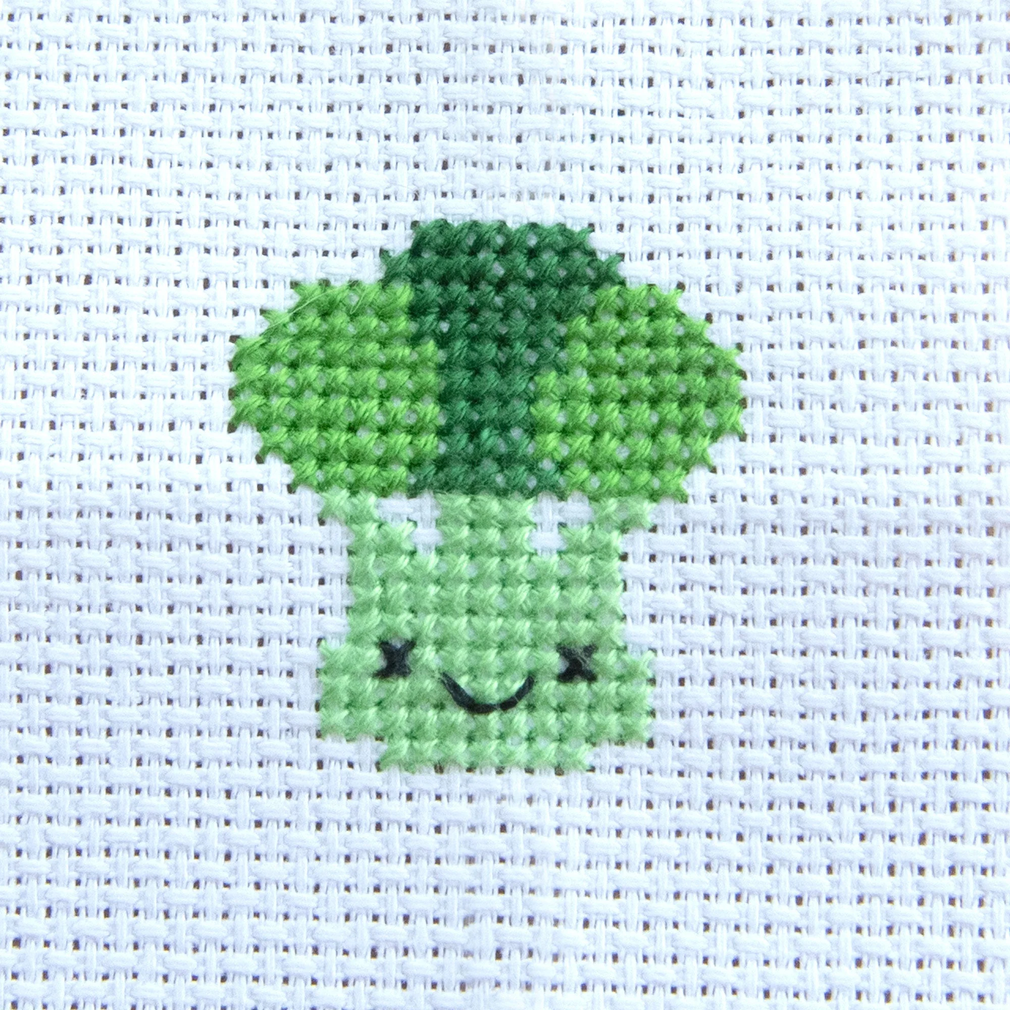 Mini Cross Stitch Kit With Kawaii Broccoli Design - Image 3