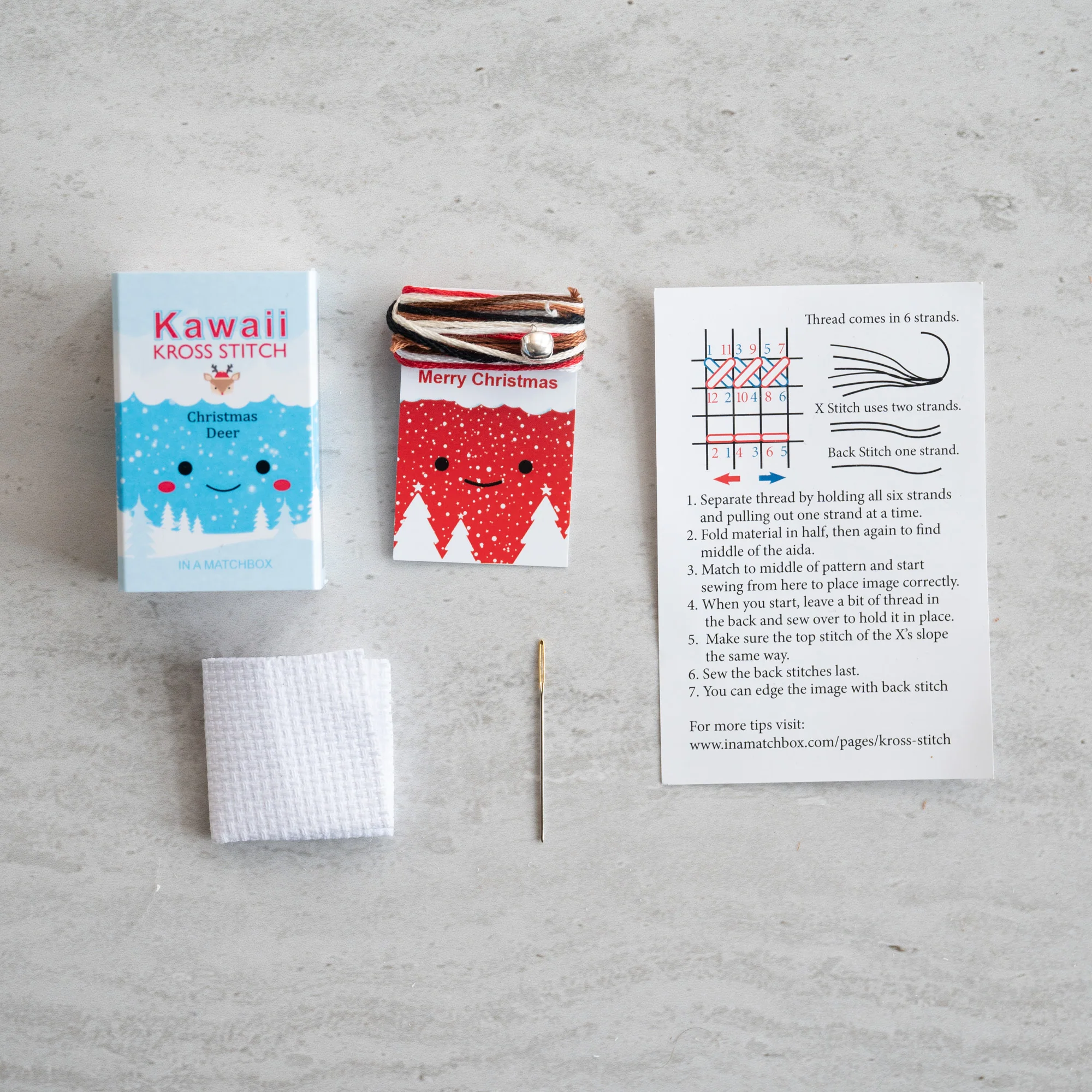 Kawaii Christmas Deer Mini Cross Stitch Kit - Image 3
