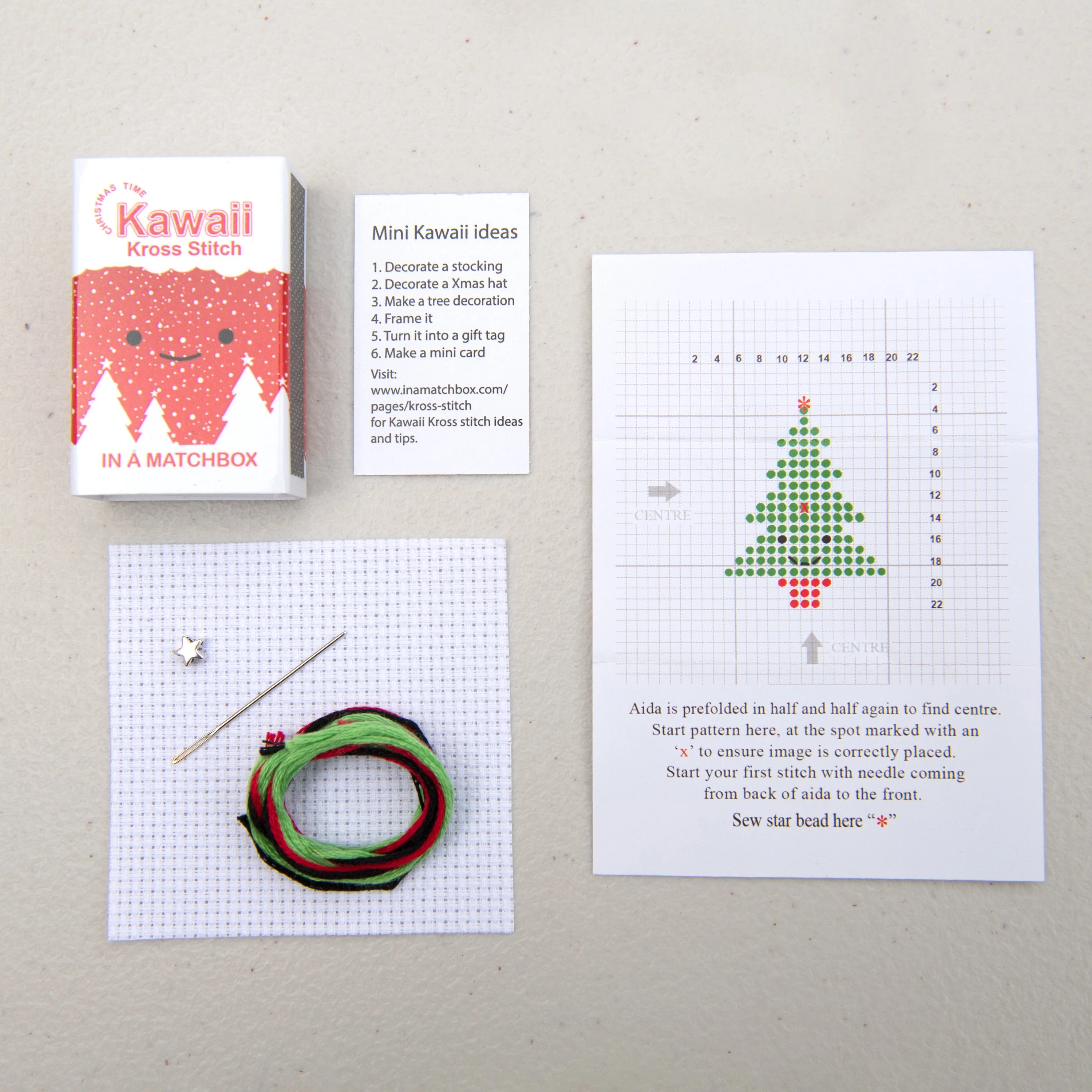 Kawaii Christmas Tree Mini Cross Stitch Kit - Image 3