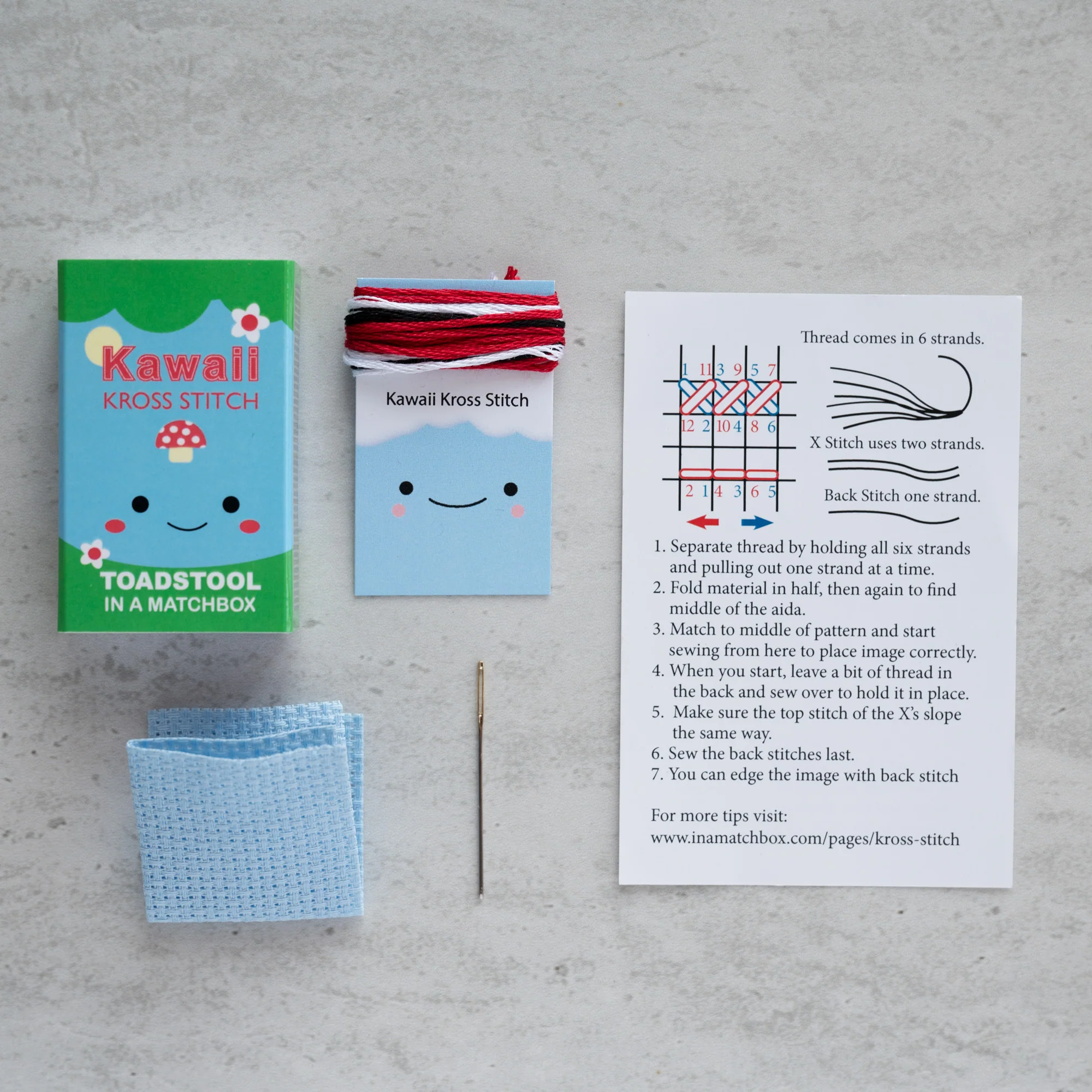 Kawaii Cross Stitch Toadstool In A Matchbox - Image 3