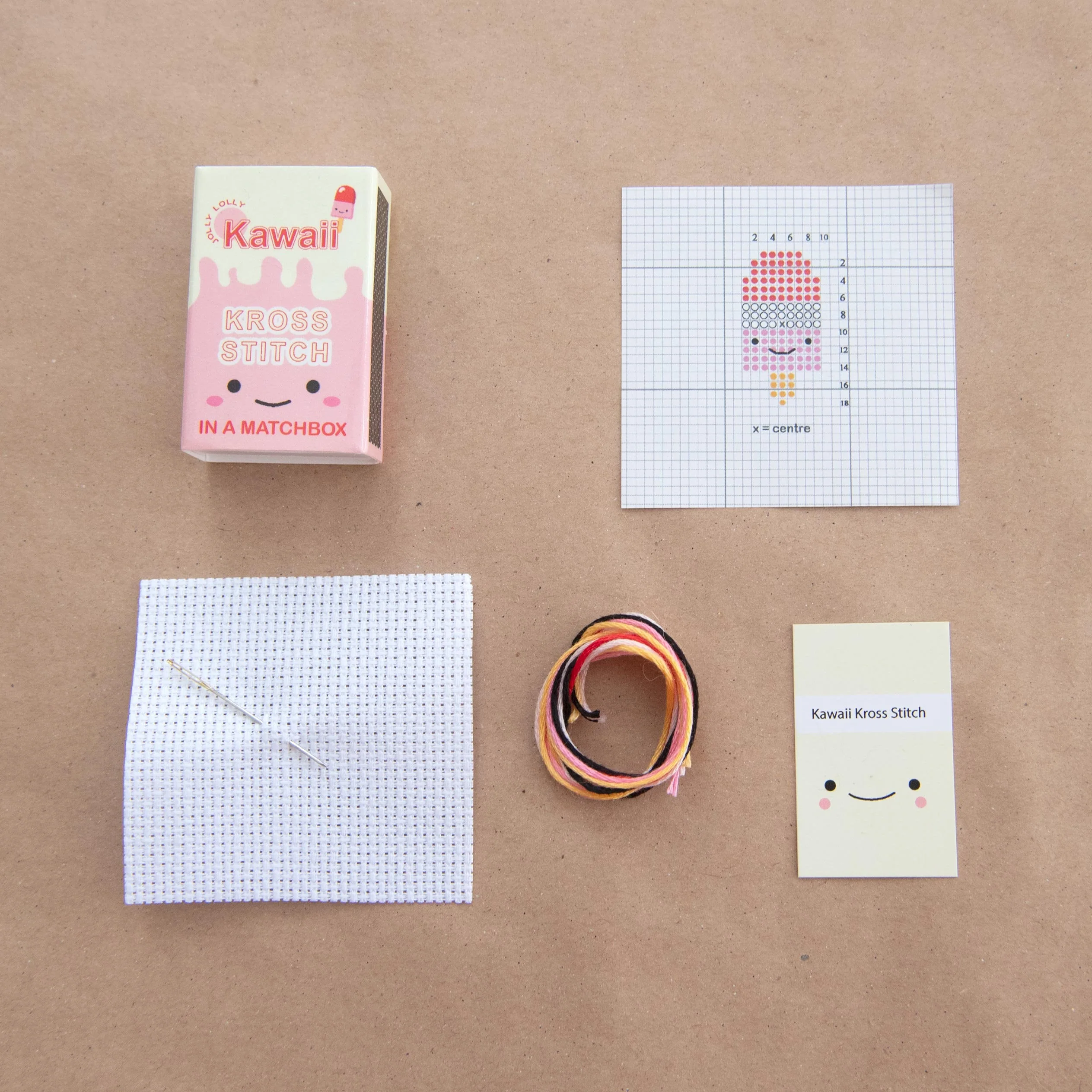 Mini Cross Stitch Kit With Kawaii Ice Lolly Design - Image 3