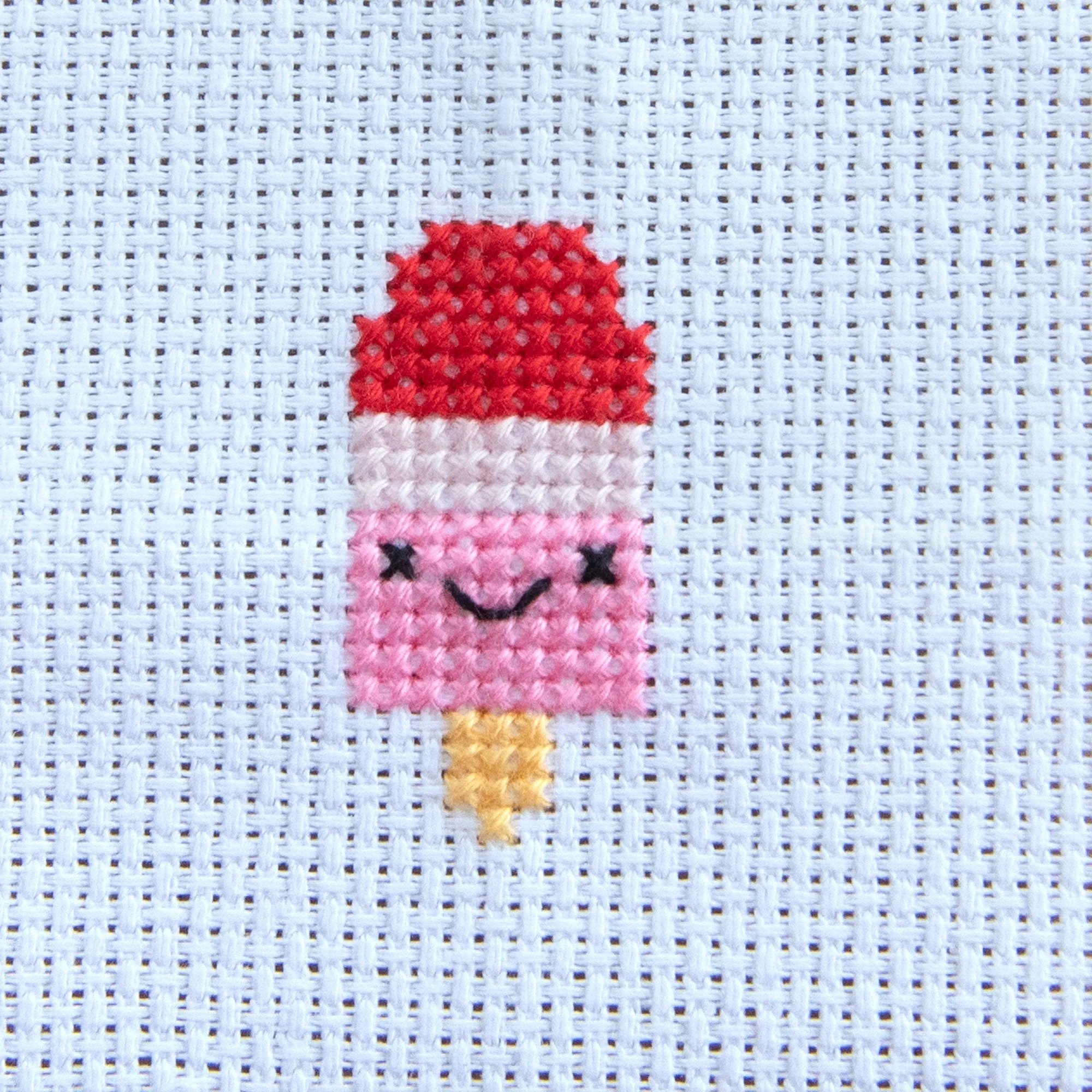 Mini Cross Stitch Kit With Kawaii Ice Lolly Design - Image 4