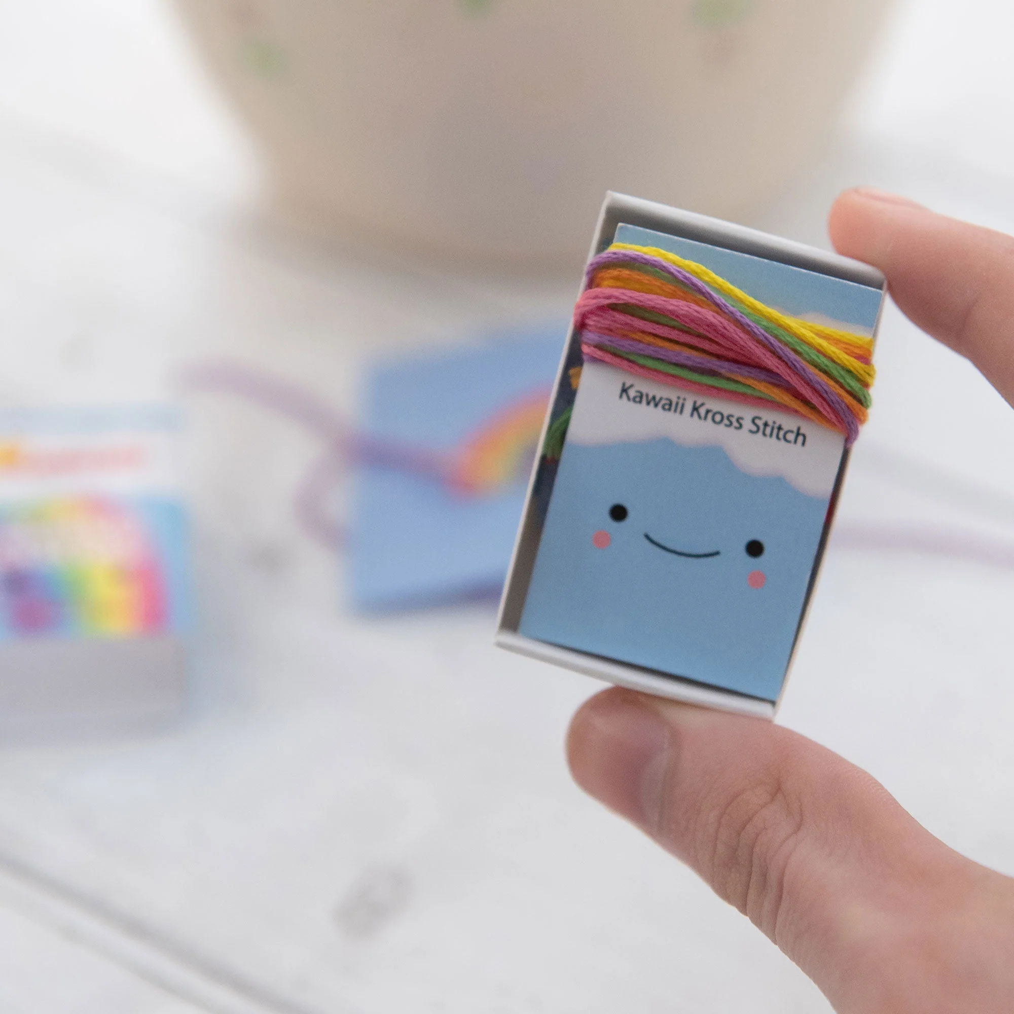 Kawaii Rainbow Cloud Mini Cross Stitch Kit - Image 2