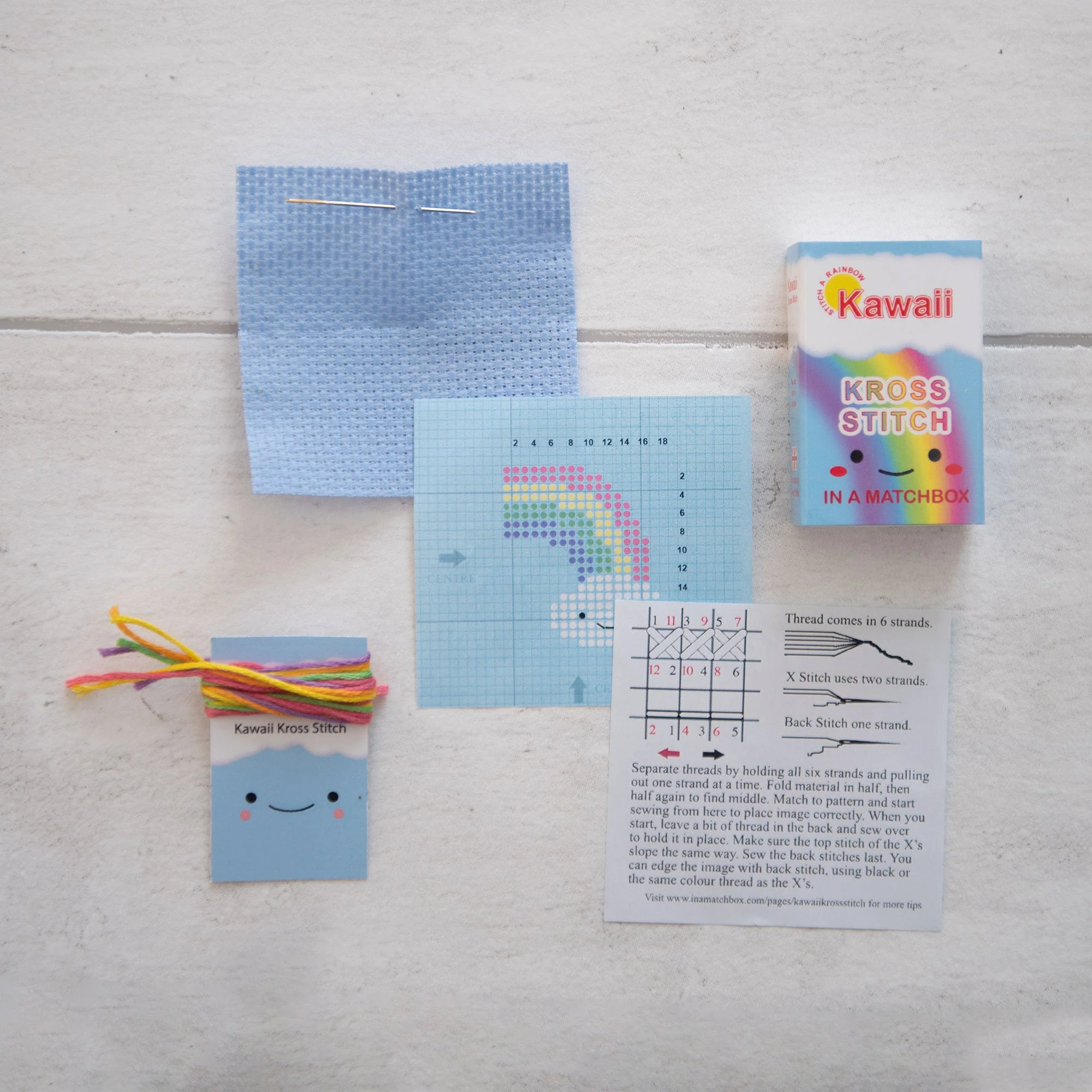 Kawaii Rainbow Cloud Mini Cross Stitch Kit - Image 3