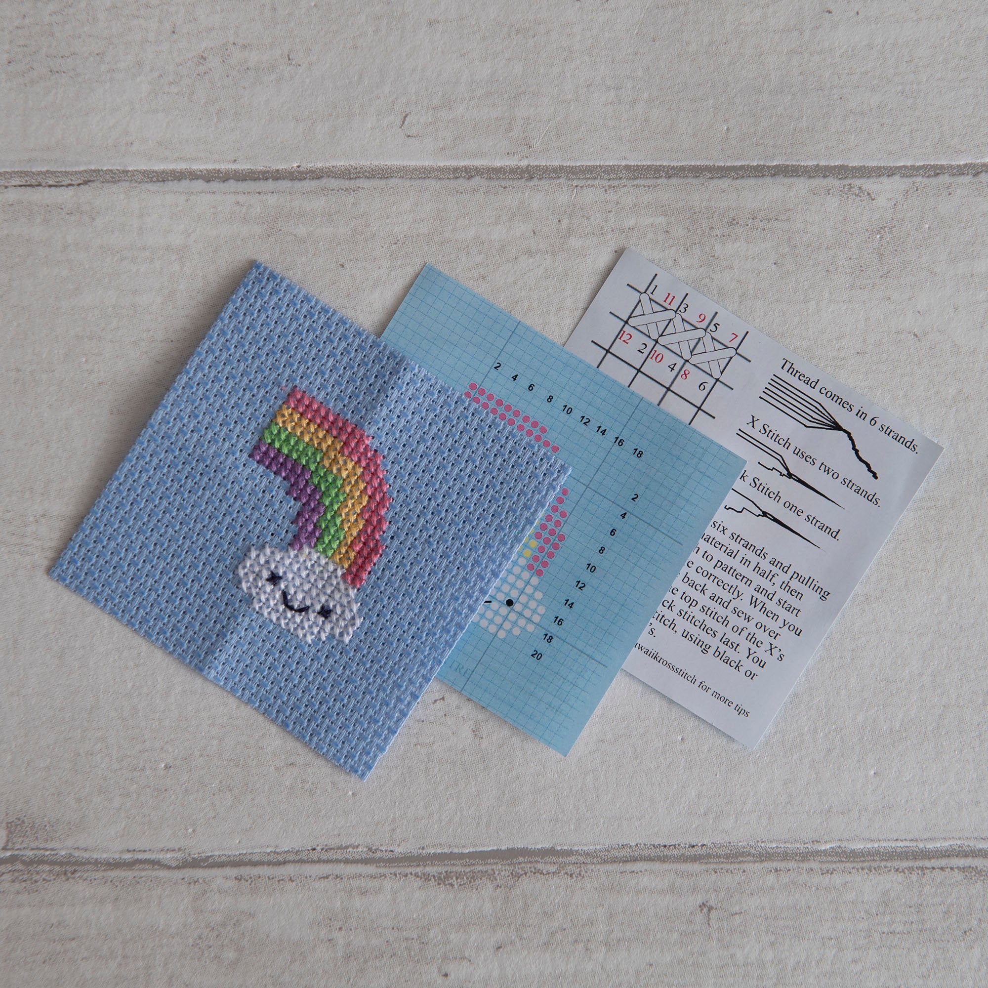 Kawaii Rainbow Cloud Mini Cross Stitch Kit - Image 5