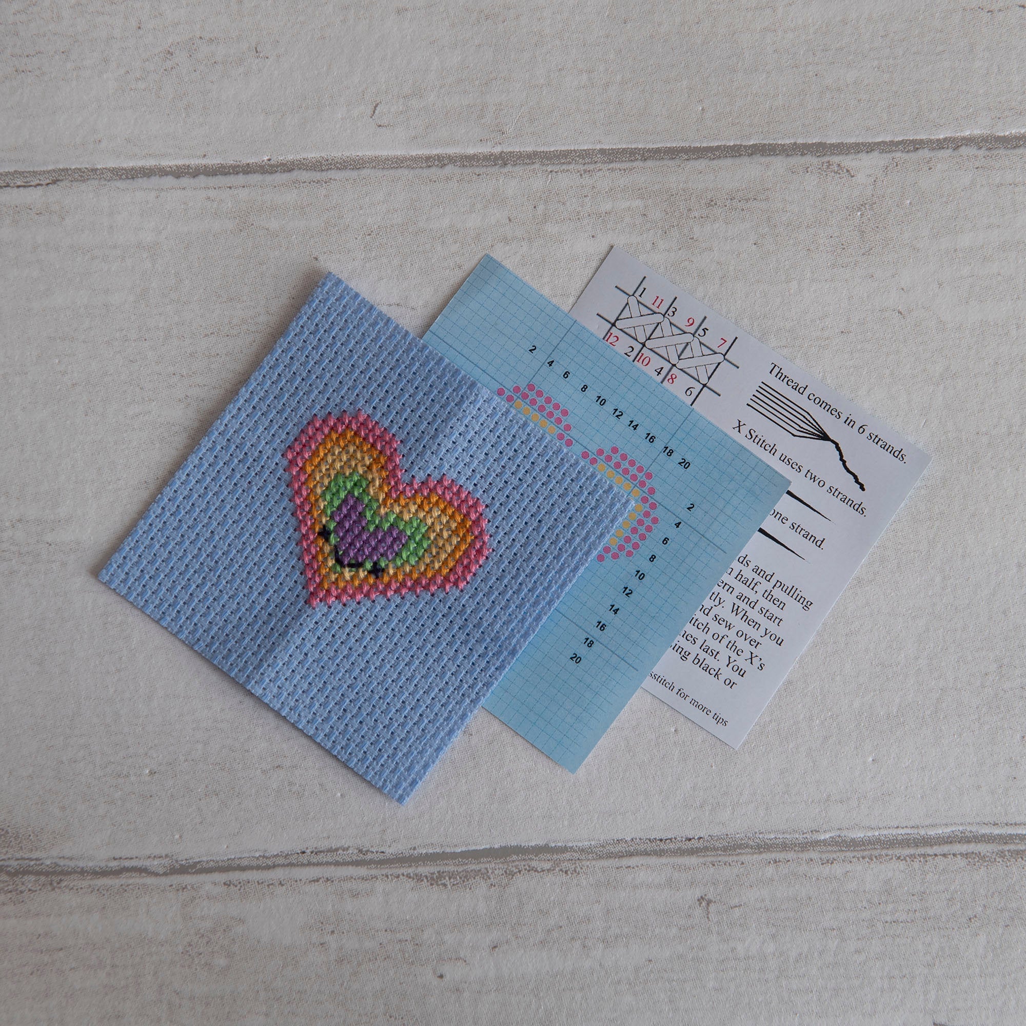 Kawaii Rainbow Heart Mini Cross Stitch Kit - Image 5