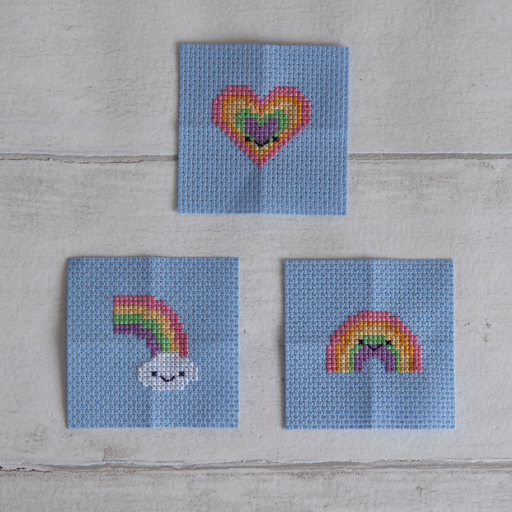 Kawaii Rainbow Heart Mini Cross Stitch Kit - Image 8