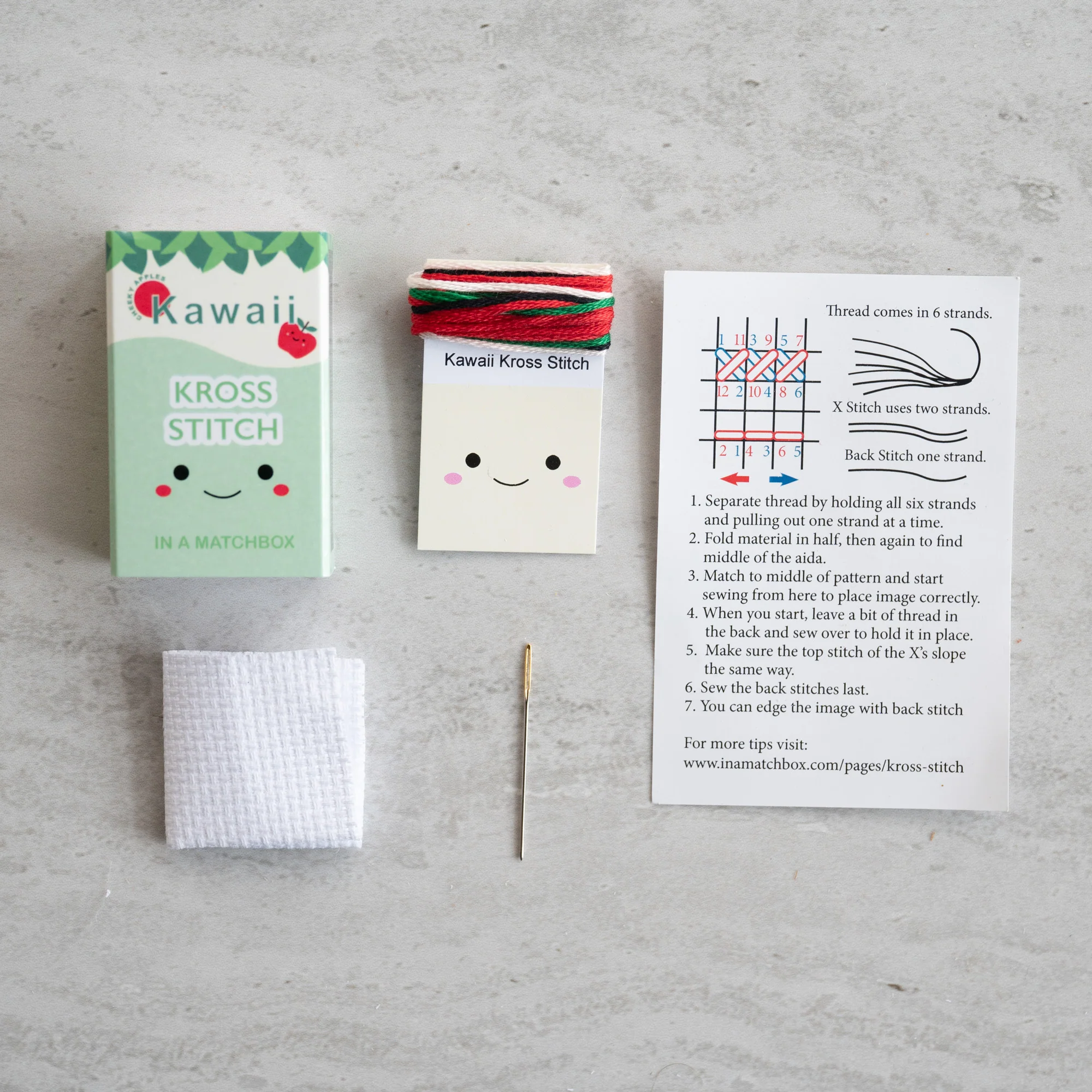 Mini Cross Stitch Kit With Kawaii Apple Design - Image 3