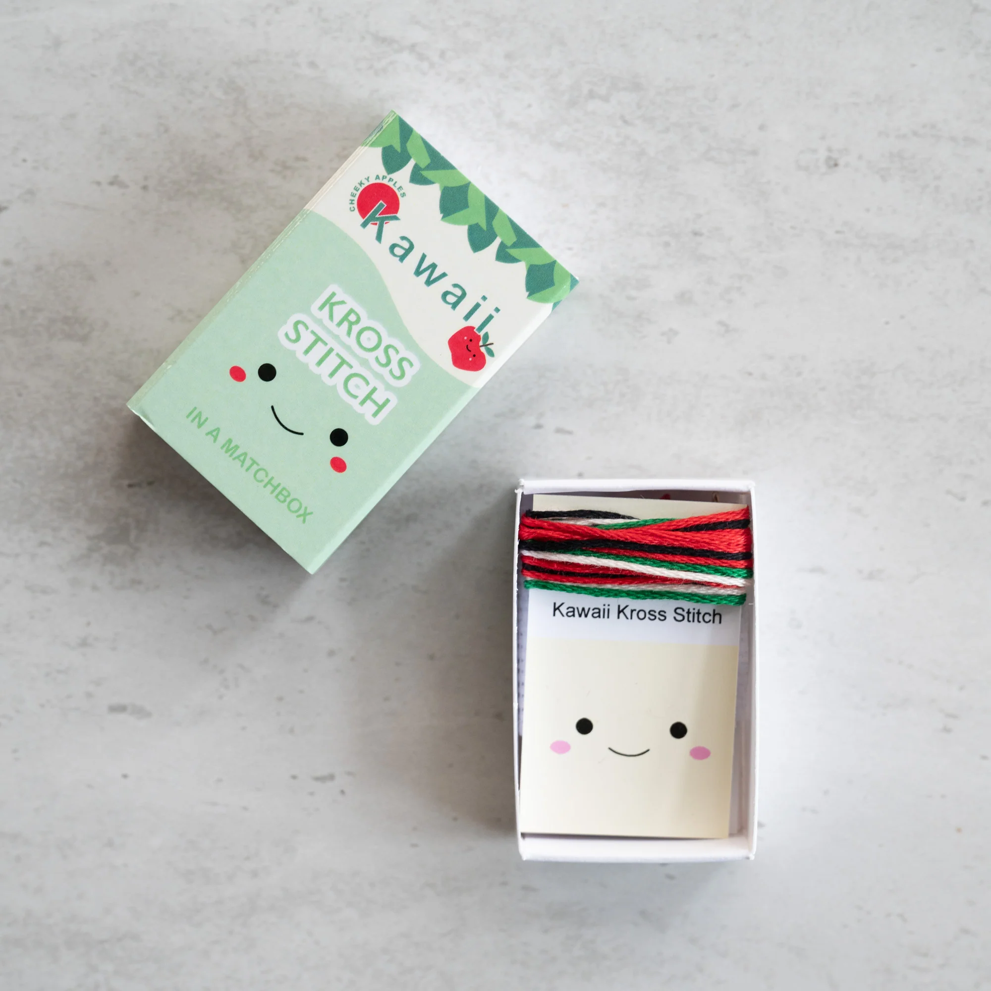 Mini Cross Stitch Kit With Kawaii Apple Design - Image 4