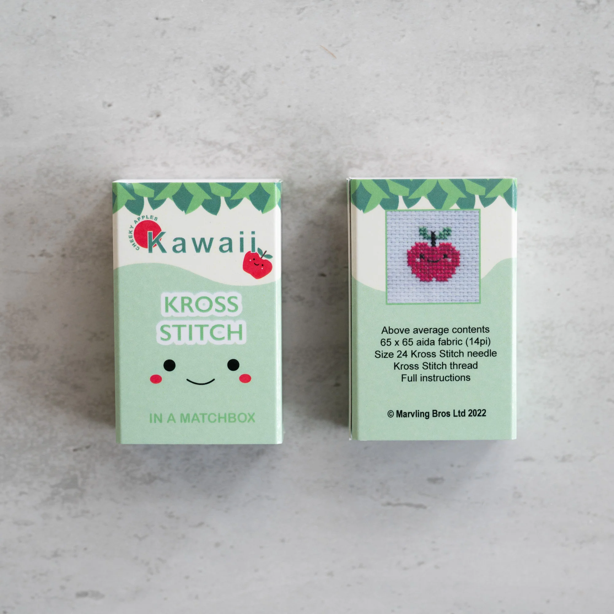 Mini Cross Stitch Kit With Kawaii Apple Design - Image 6