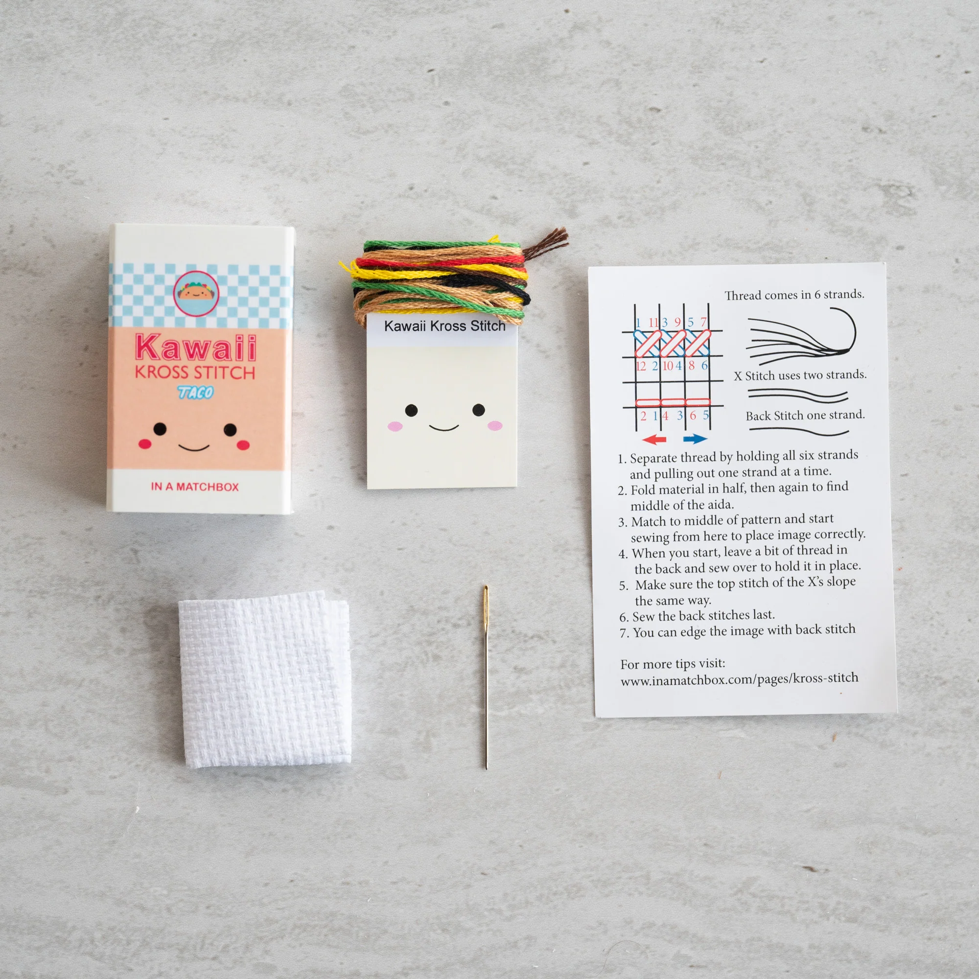Mini Cross Stitch Kit With Kawaii Taco Design - Image 3