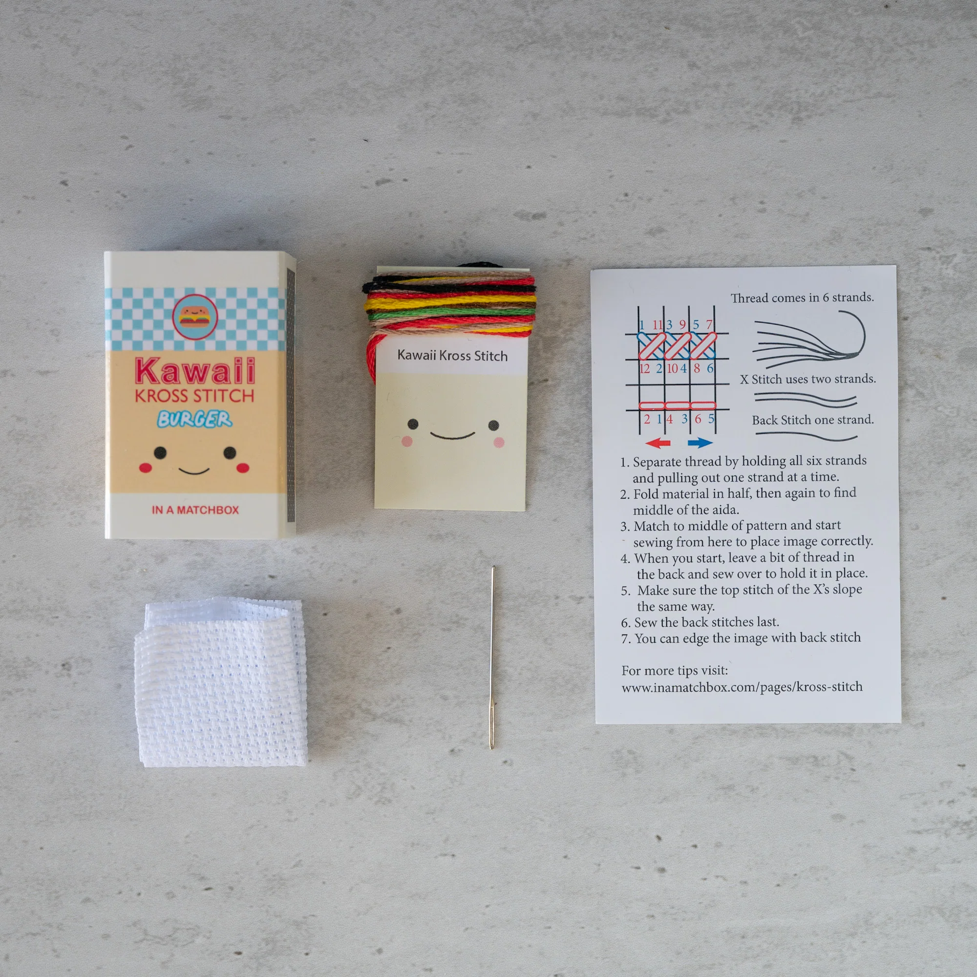 Mini Cross Stitch Kit With Kawaii Burger Design - Image 3