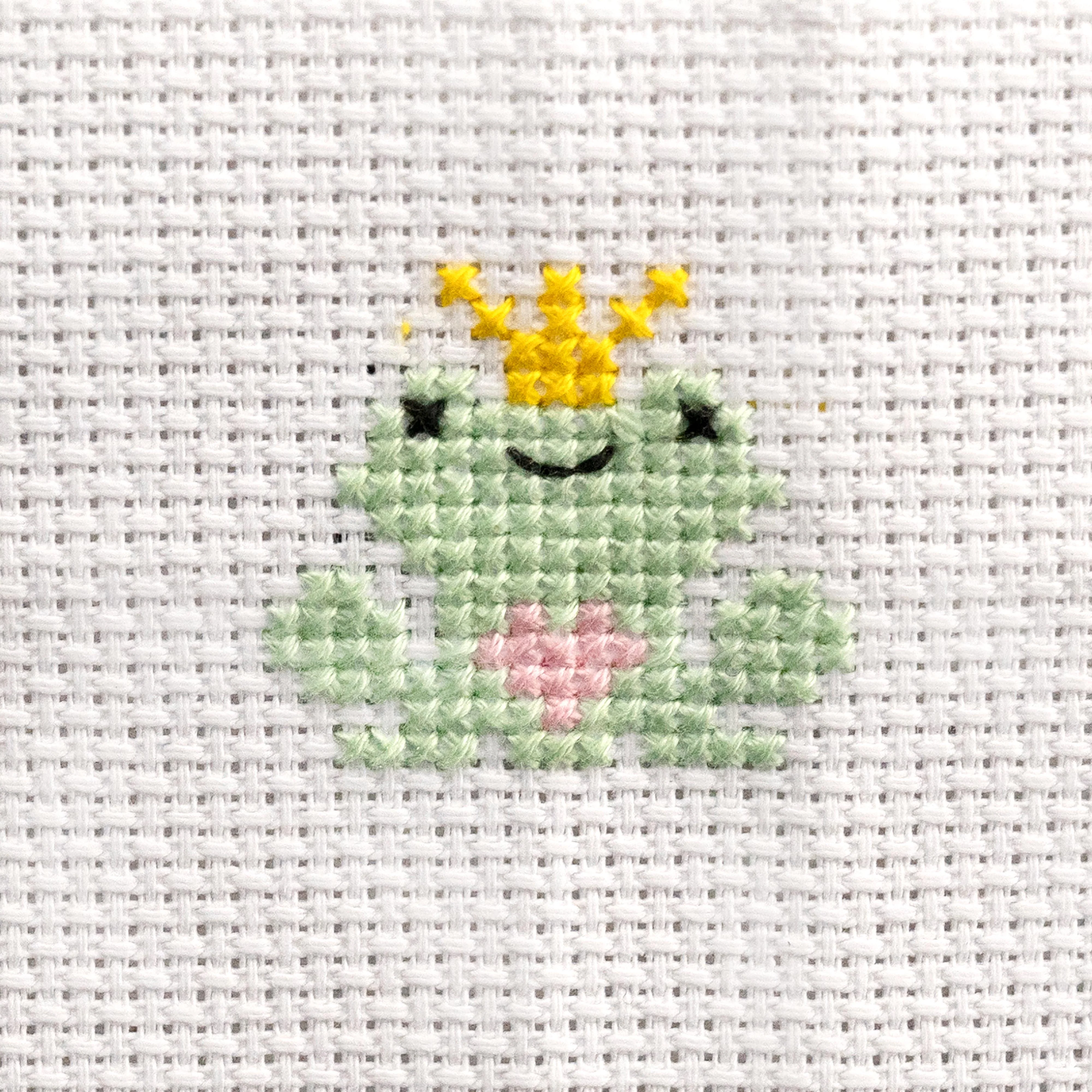 Mini Cross Stitch Kit With Kawaii Frog Prince Design - Image 3