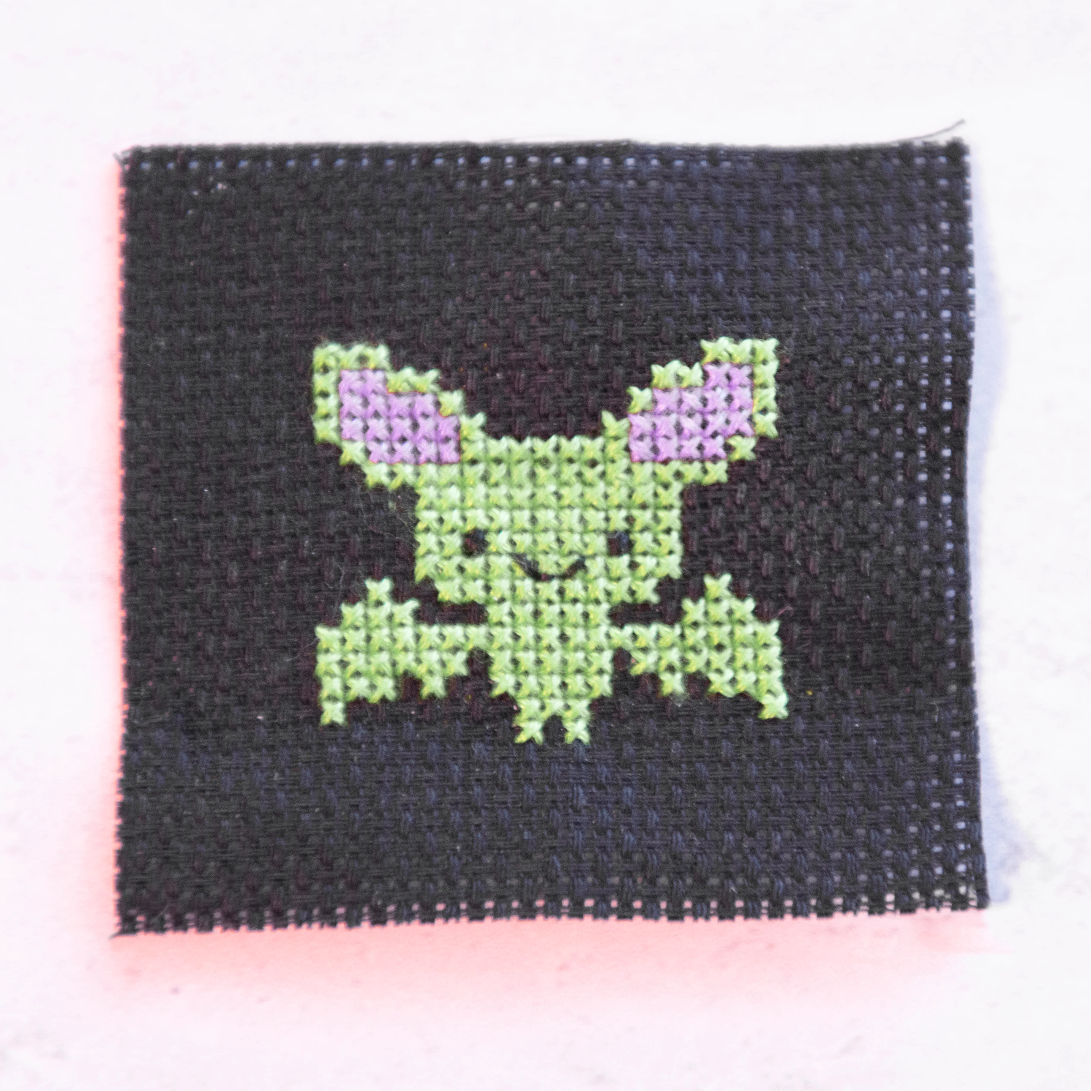 Mini Cross Stitch Kit With Kawaii Halloween Bat Design - Image 4