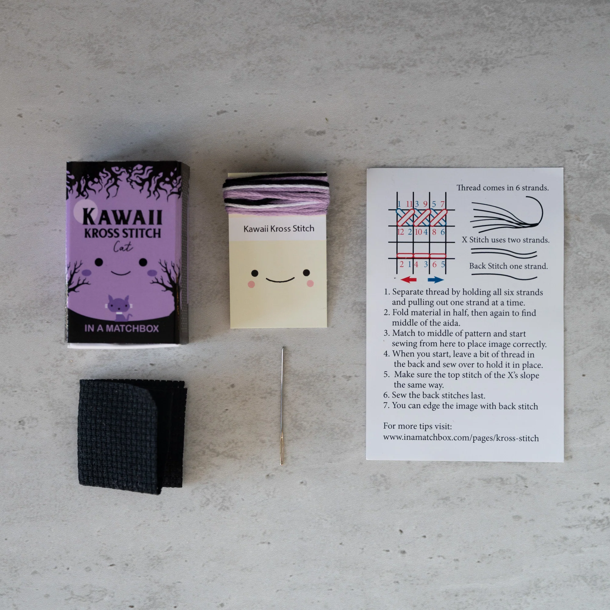 Mini Cross Stitch Kit With Kawaii Halloween Cat Design - Image 3