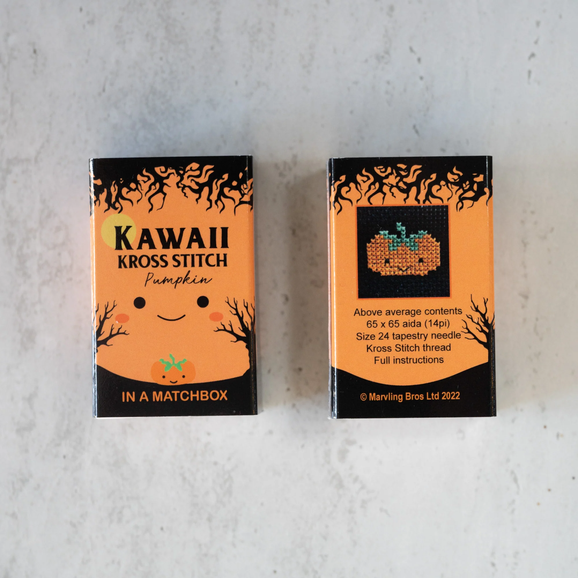 Mini Cross Stitch Kit With Kawaii Halloween Pumpkin Design - Image 5