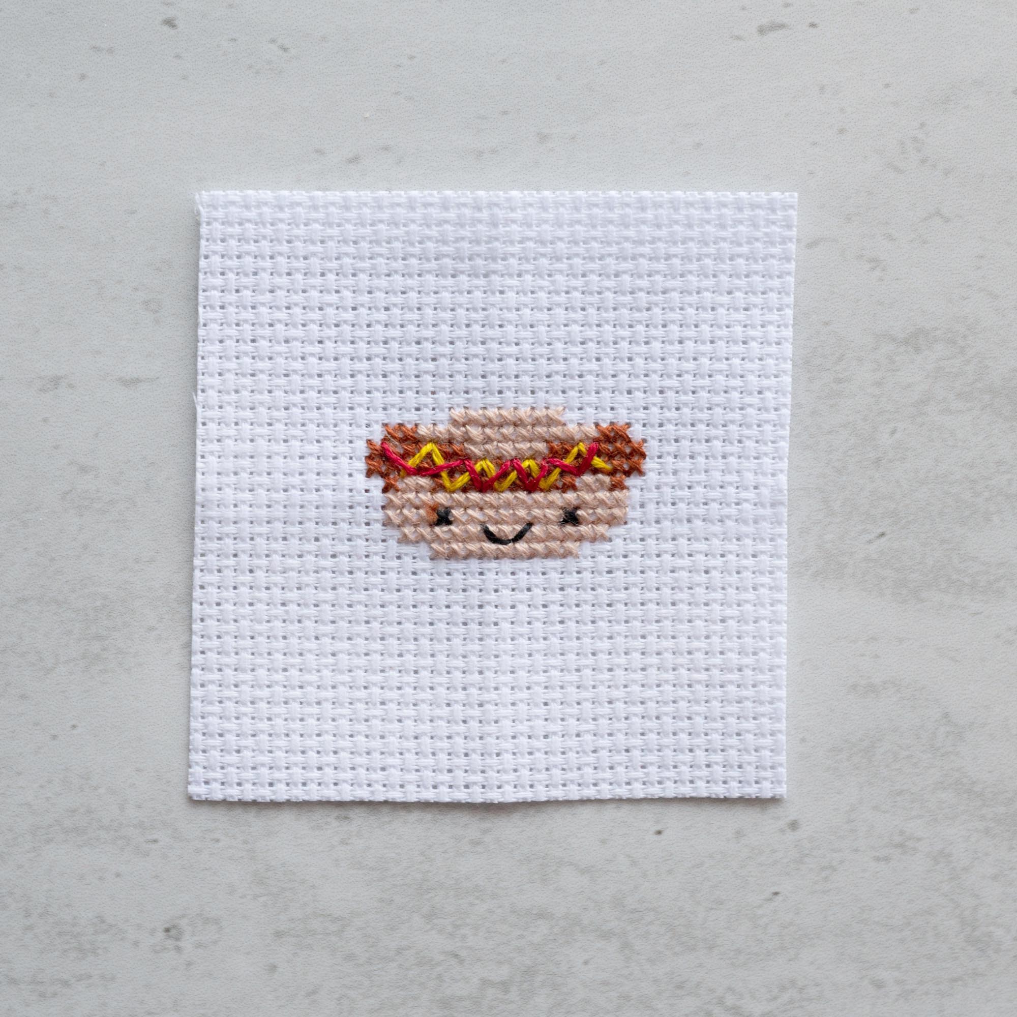 Mini Cross Stitch Kit With Kawaii Hot Dog Design - Image 3