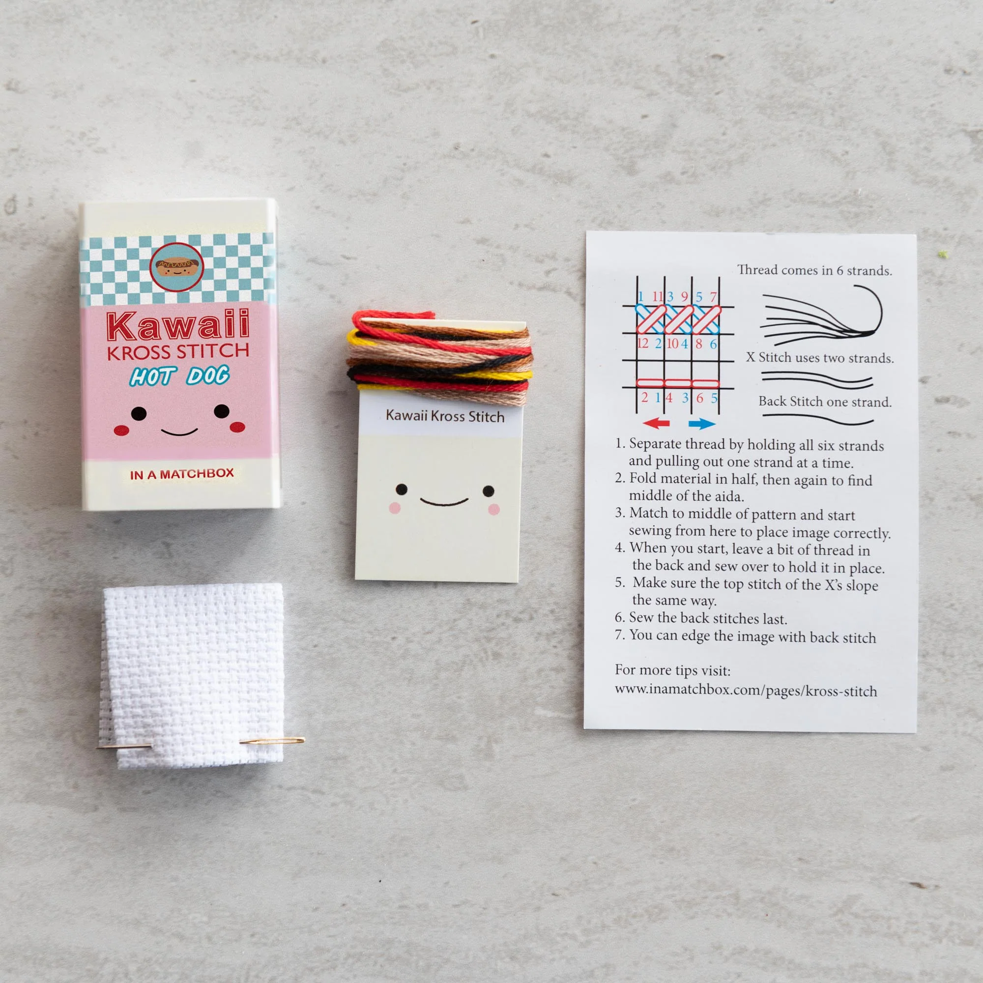 Mini Cross Stitch Kit With Kawaii Hot Dog Design - Image 4