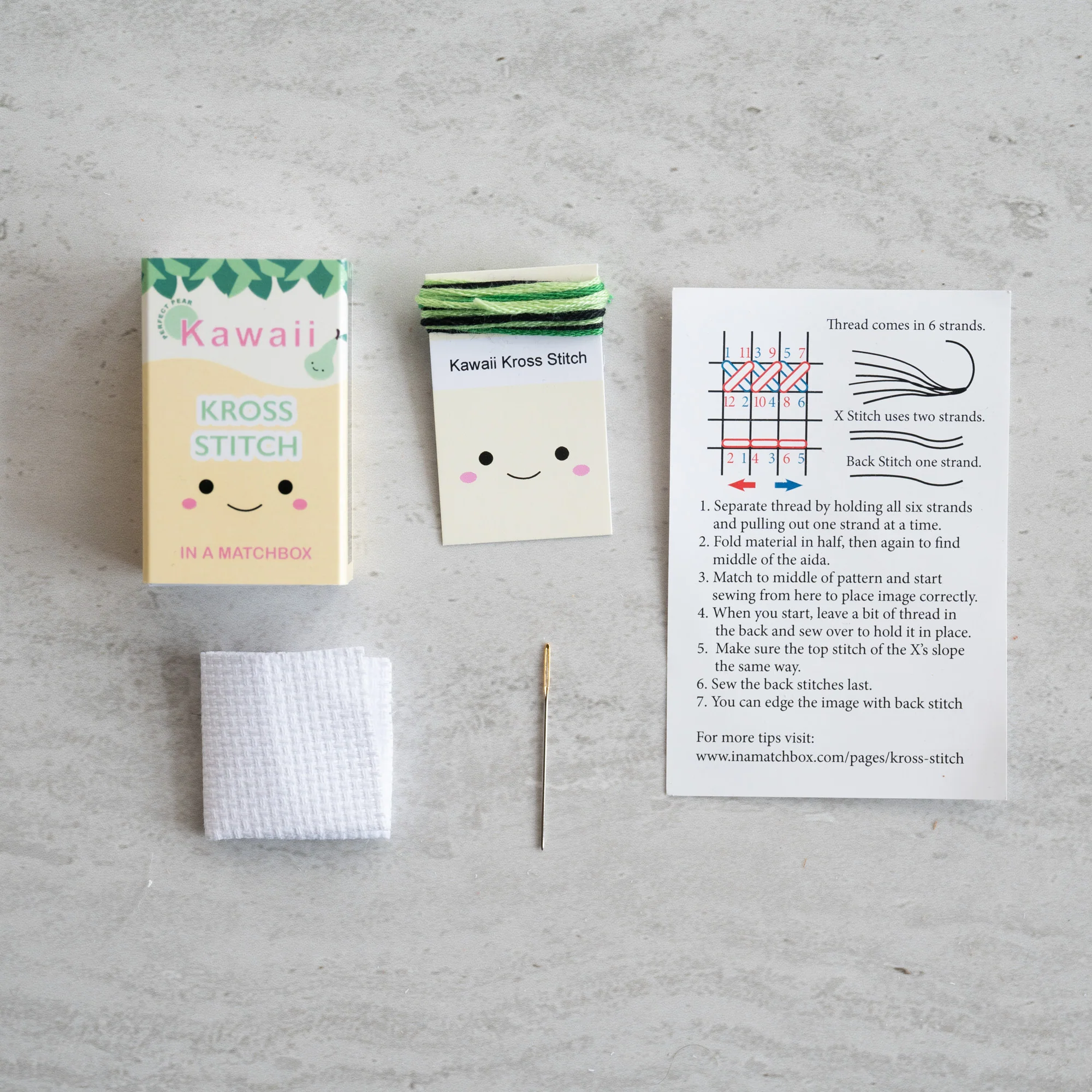 Mini Cross Stitch Kit With Kawaii Pear Design - Image 3