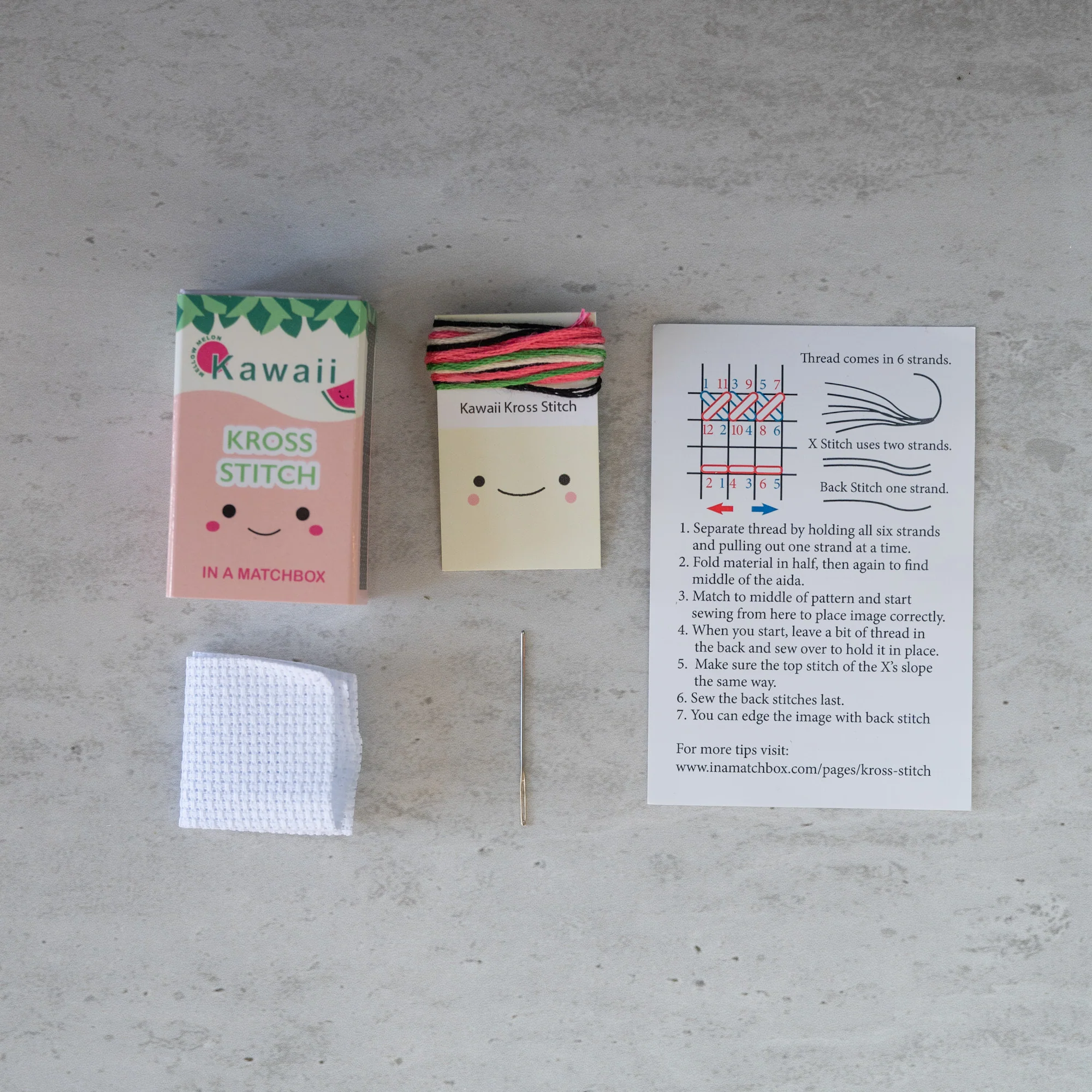 Mini Cross Stitch Kit With Kawaii Watermelon Design - Image 4