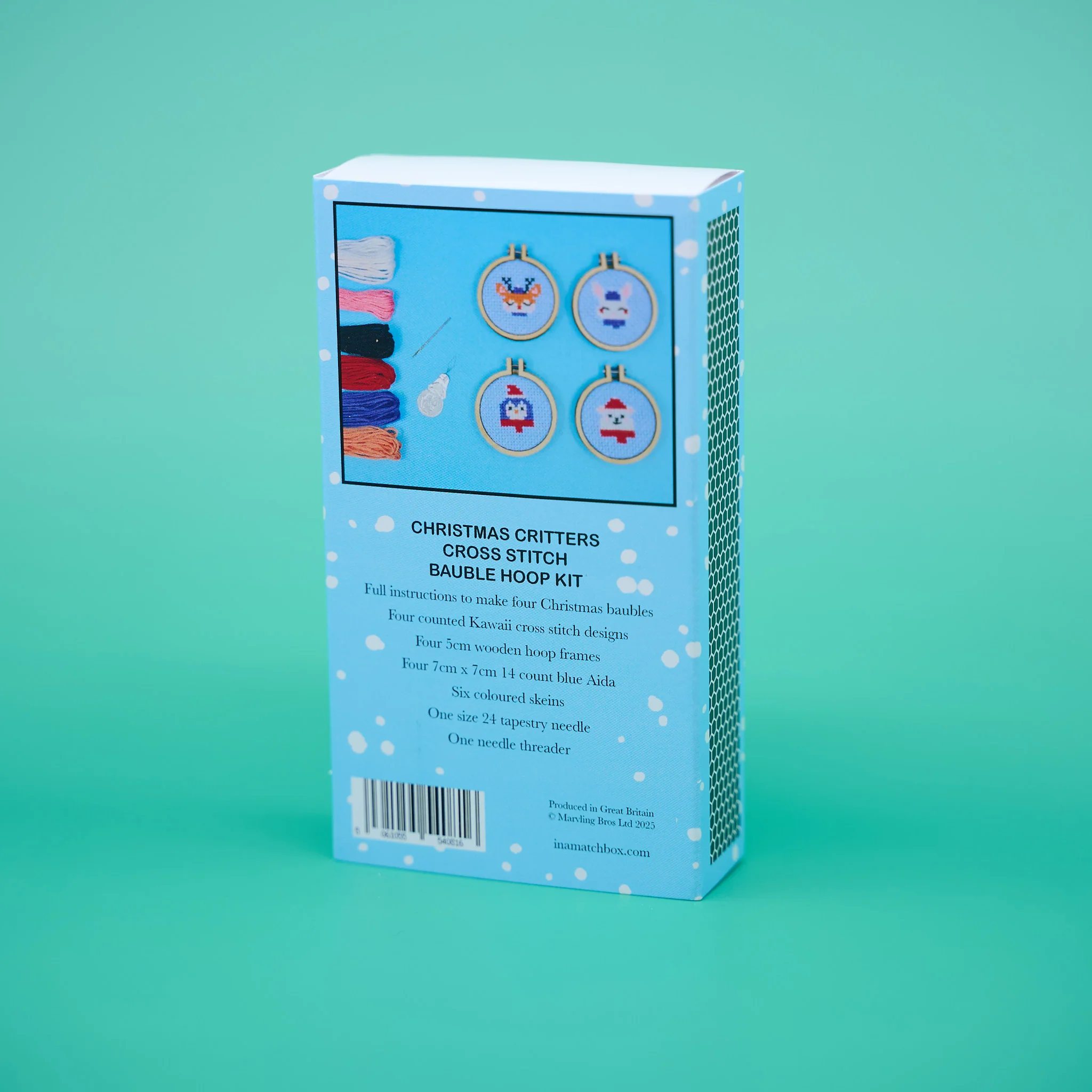 Mini Festive Animals Cross Stitch Kit – Mini Christmas Baubles - Image 6