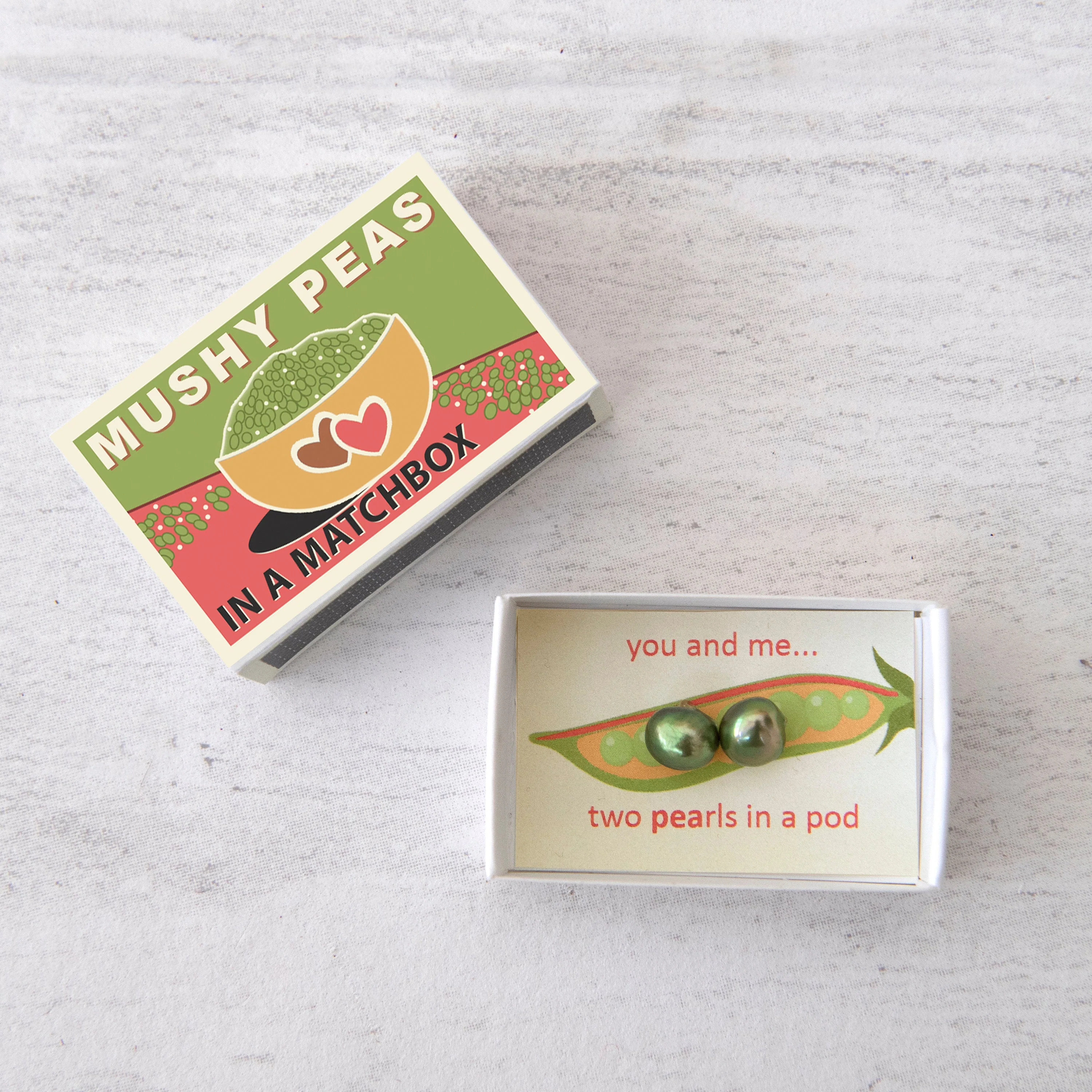 Green Freshwater Pearls With Mushy Pea Message Gift - Image 3
