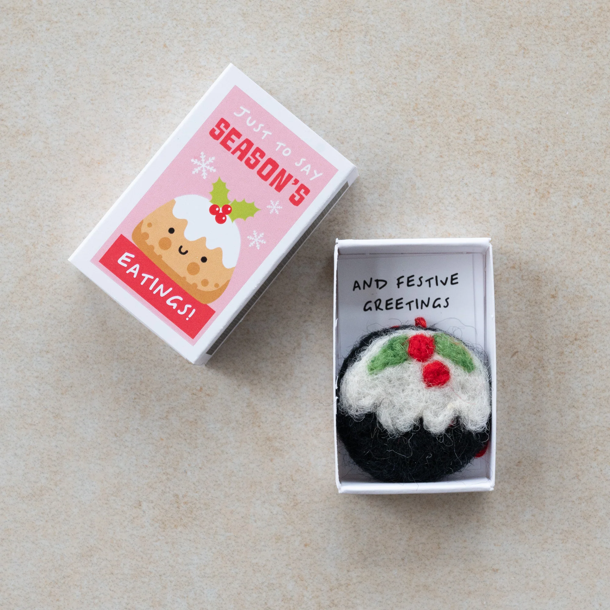 Seasons Greetings wool felt bauble - Image 5
