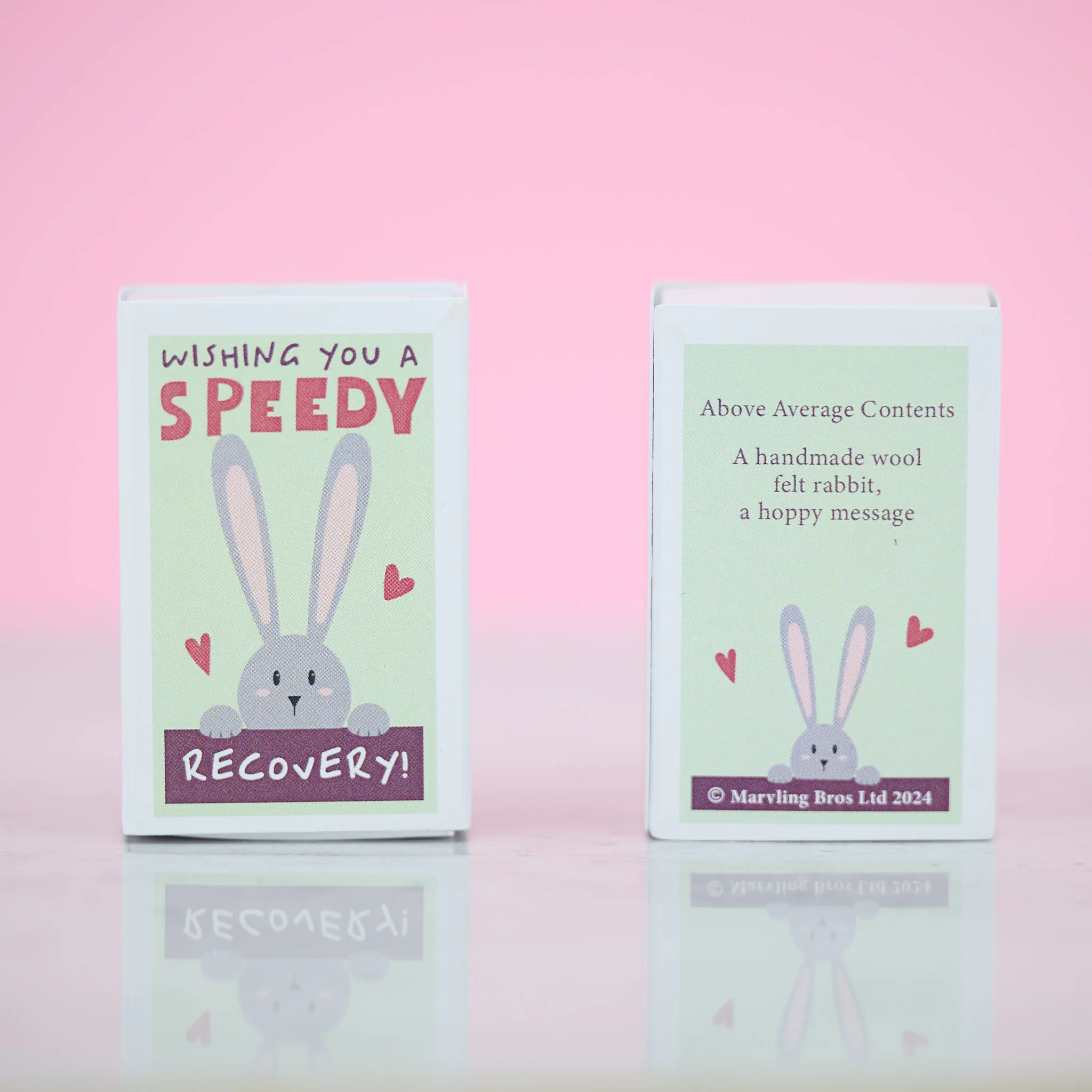 Wishing You a Speedy Recovery Wool Felt Rabbit In A Matchbox - Image 3