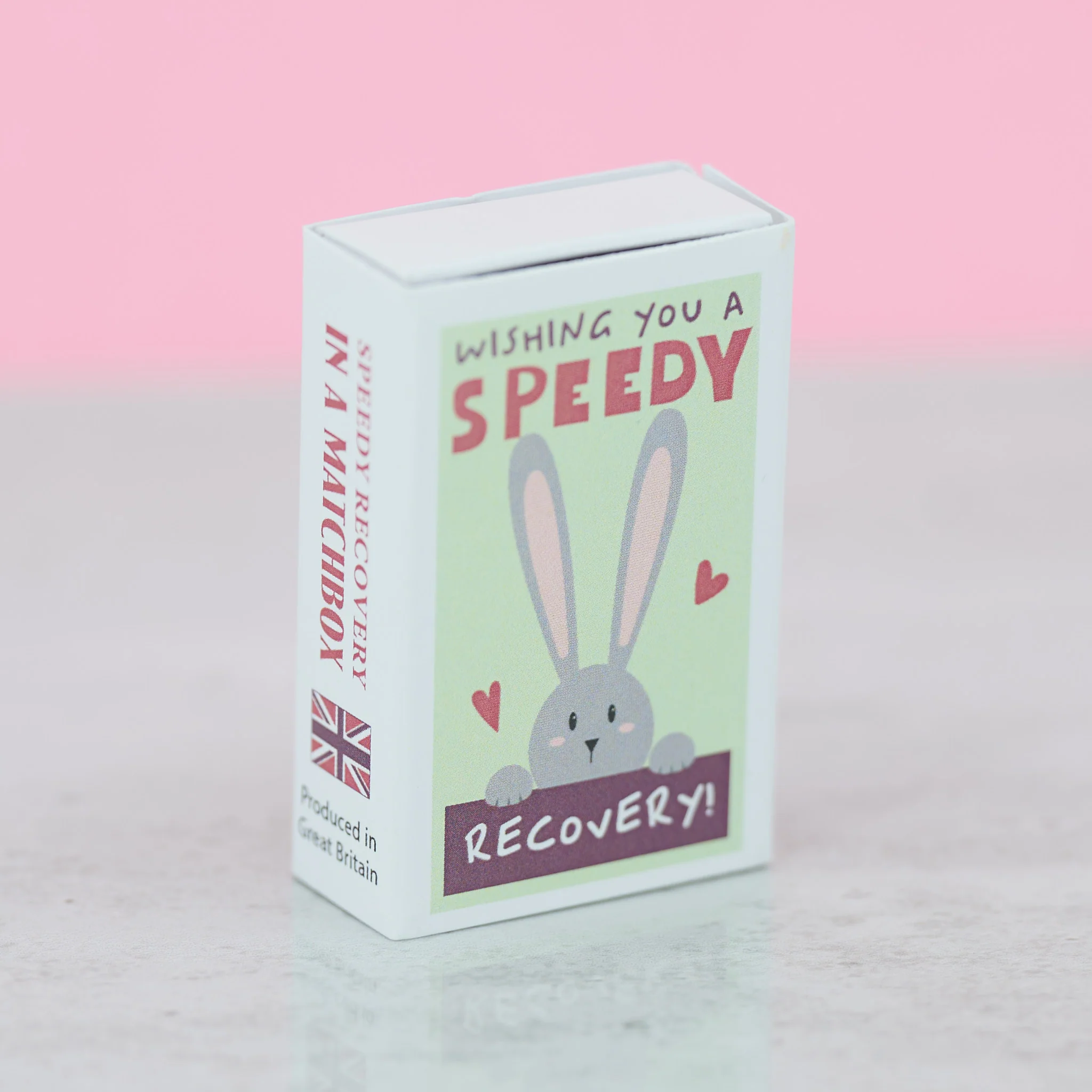 Wishing You a Speedy Recovery Wool Felt Rabbit In A Matchbox - Image 4