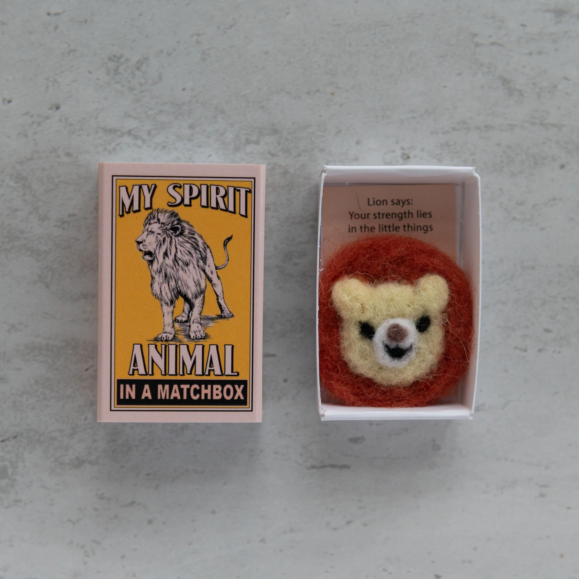 Wool Felt Lion Spirit Animal Gift In A Matchbox - Image 3