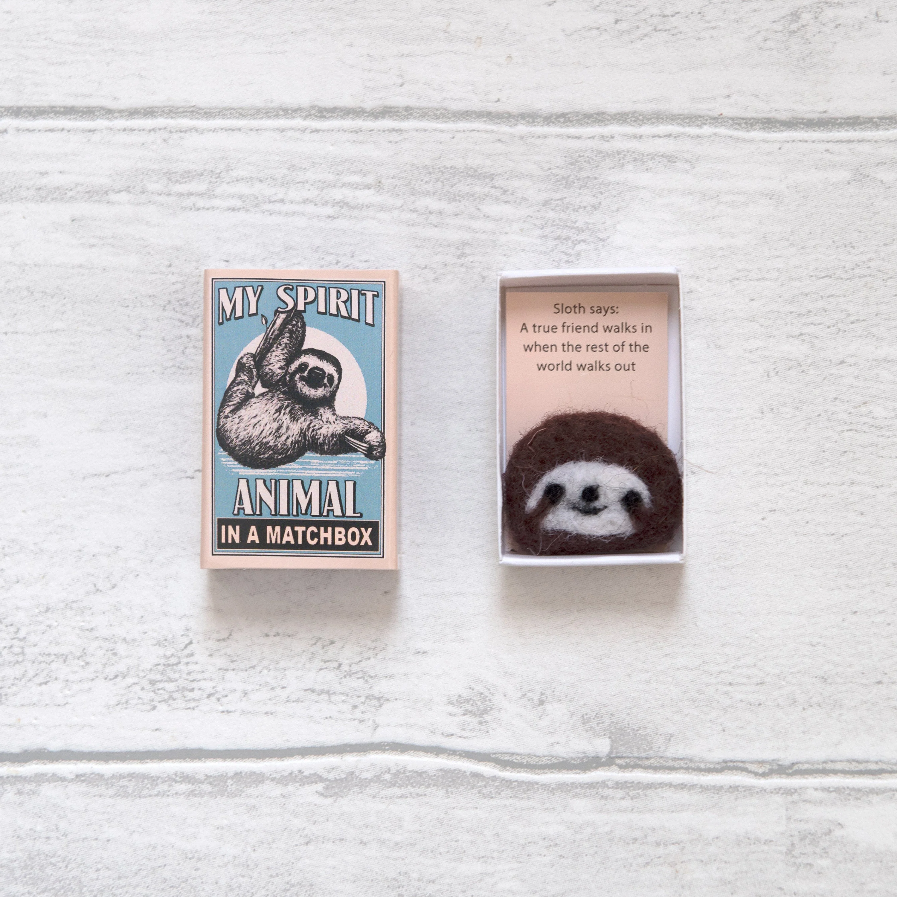 Wool Felt Sloth Spirit Animal Gift In A Matchbox - Image 3